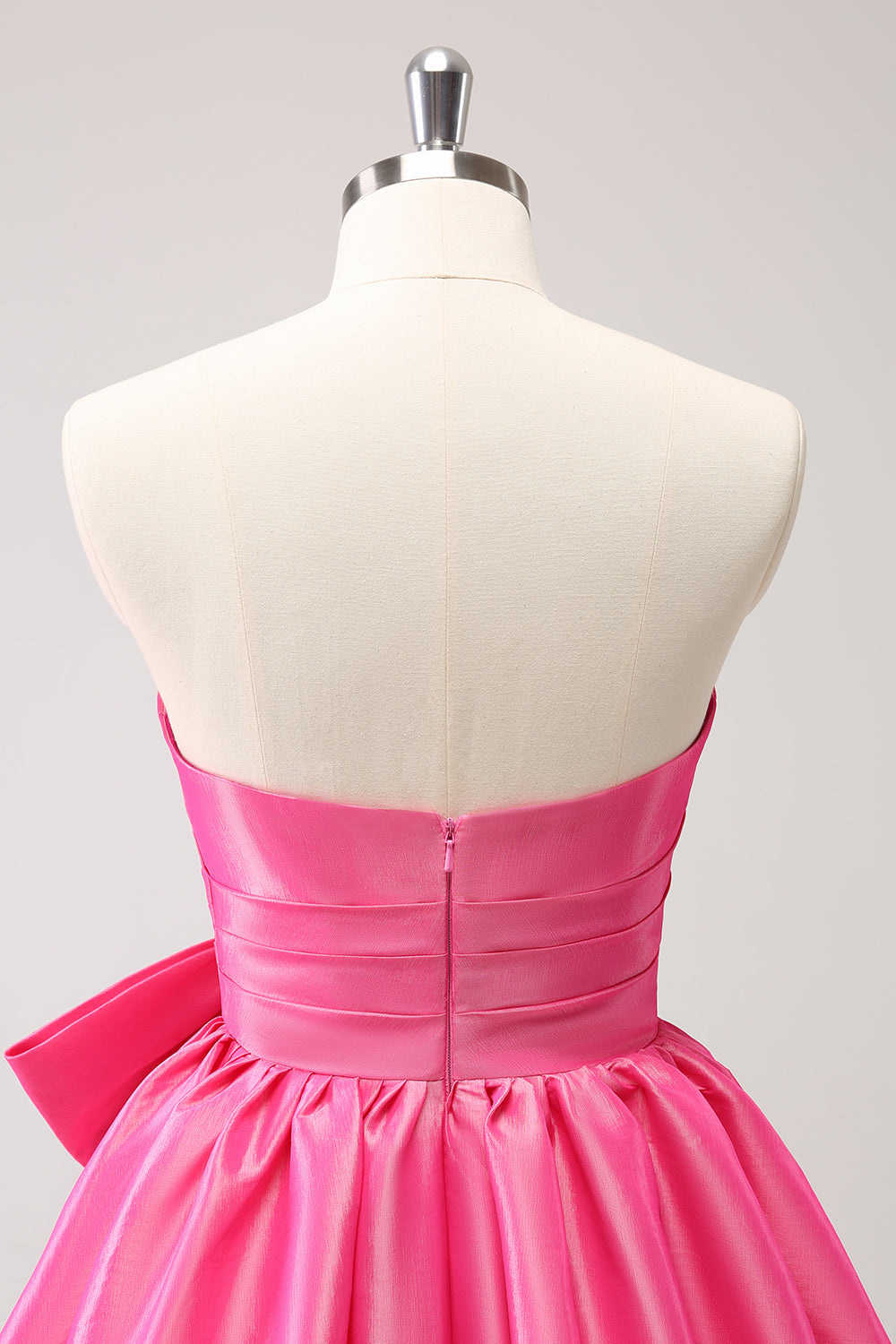 FUCHSIA A-LINE STRAPLESS RUFFLE SHORT HOMECOMING DRESS