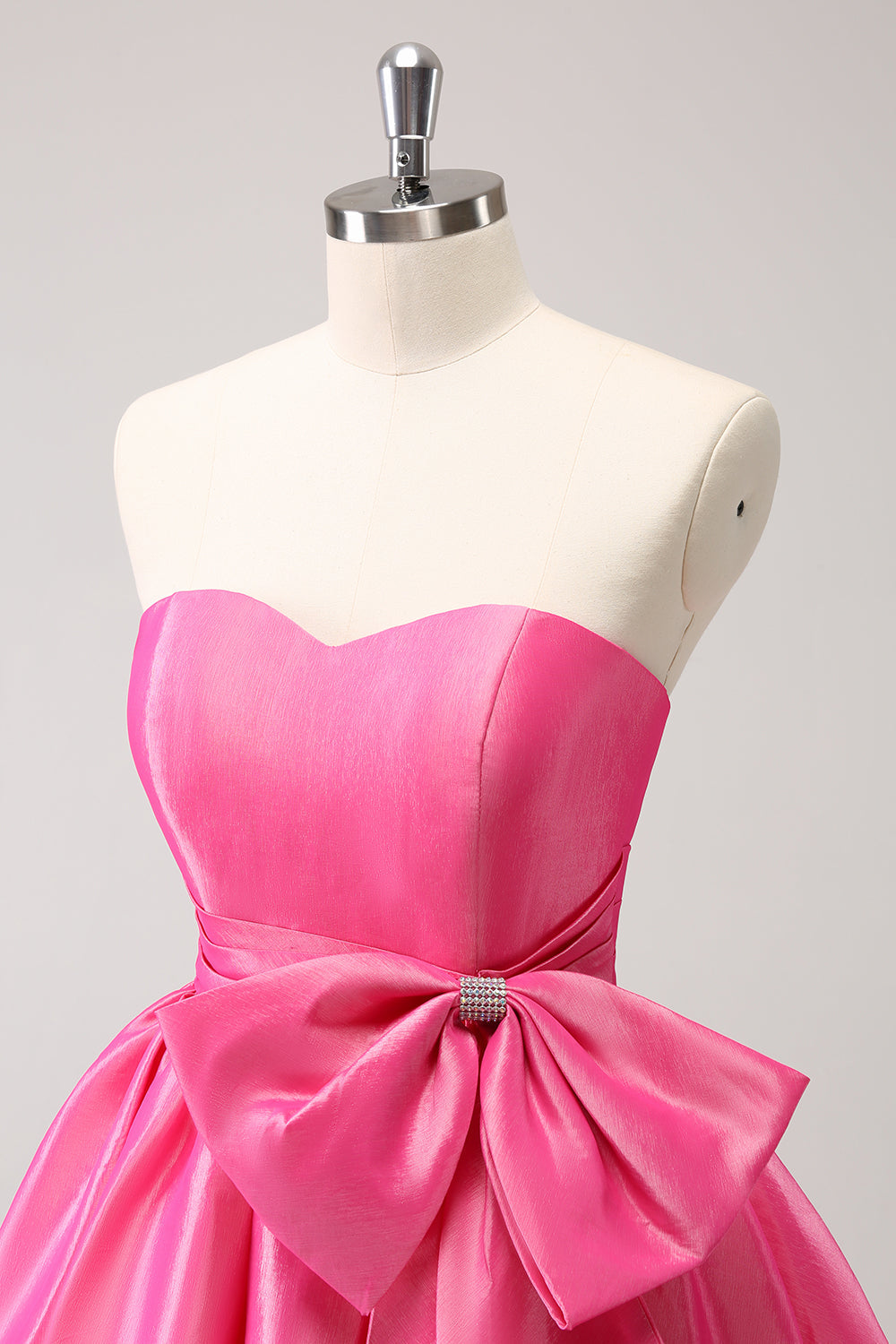 FUCHSIA A-LINE STRAPLESS RUFFLE SHORT HOMECOMING DRESS