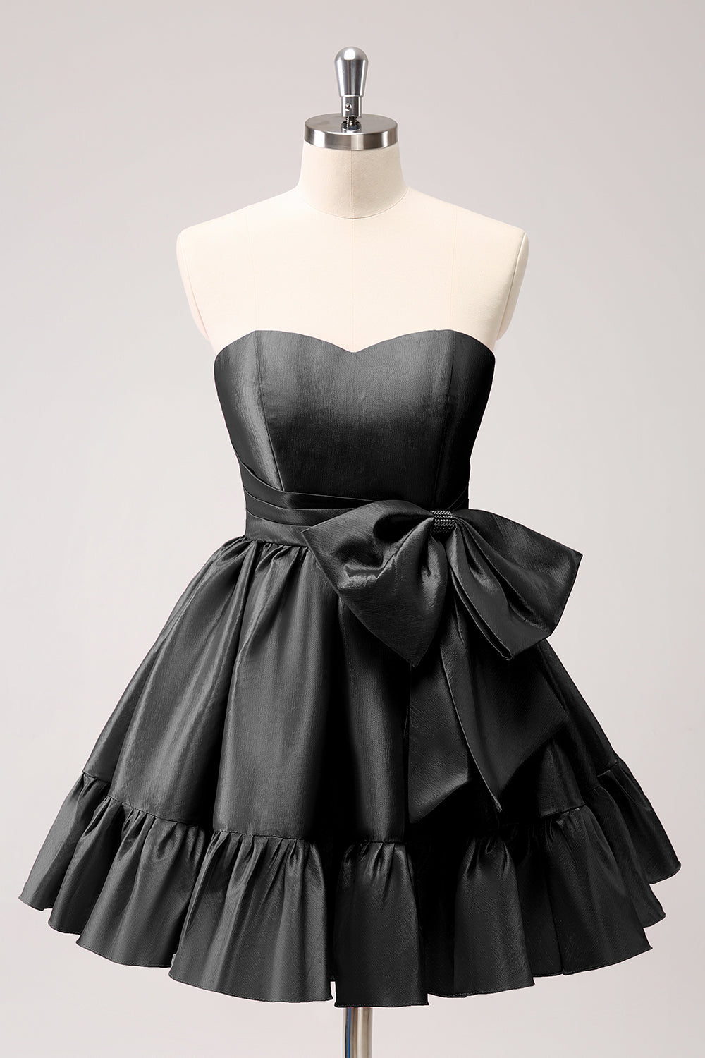 FUCHSIA A-LINE STRAPLESS RUFFLE SHORT HOMECOMING DRESS