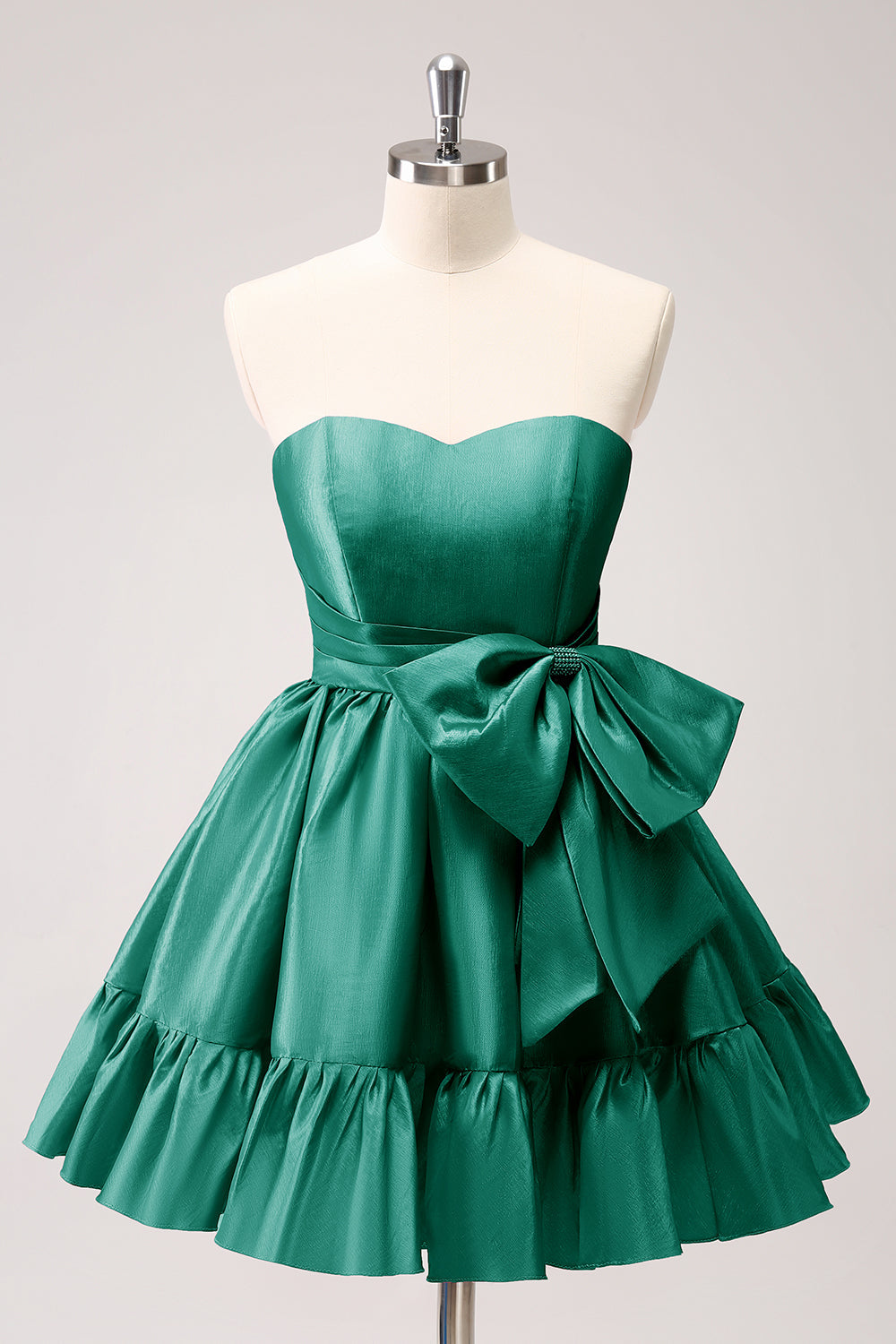 FUCHSIA A-LINE STRAPLESS RUFFLE SHORT HOMECOMING DRESS