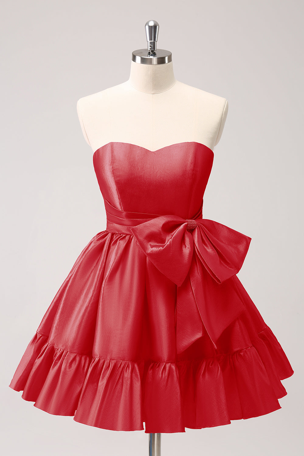 A-LINE FUCHSIA STRAPLESS RUFFLE HOME DRESS