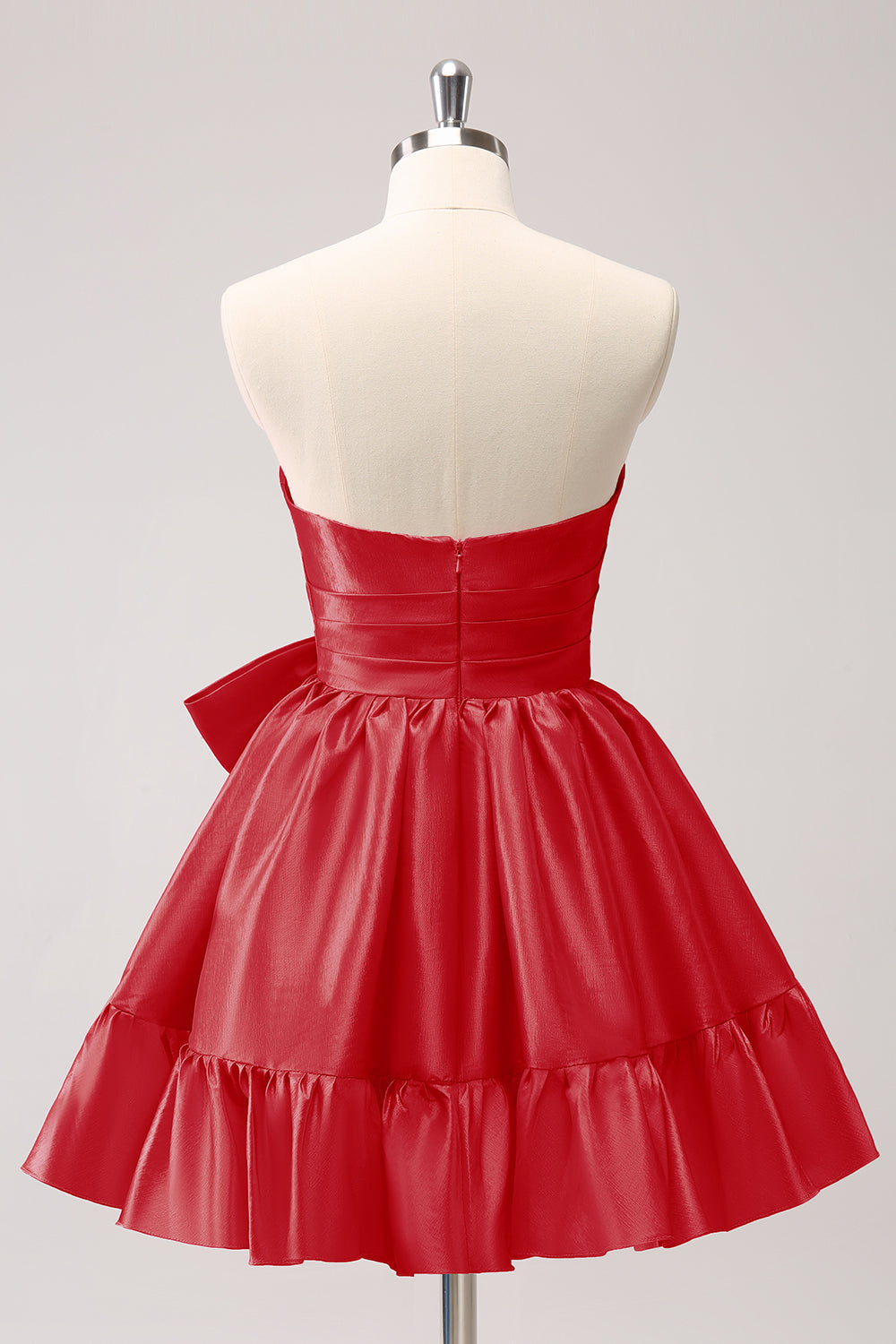 FUCHSIA A-LINE STRAPLESS RUFFLE SHORT HOMECOMING DRESS