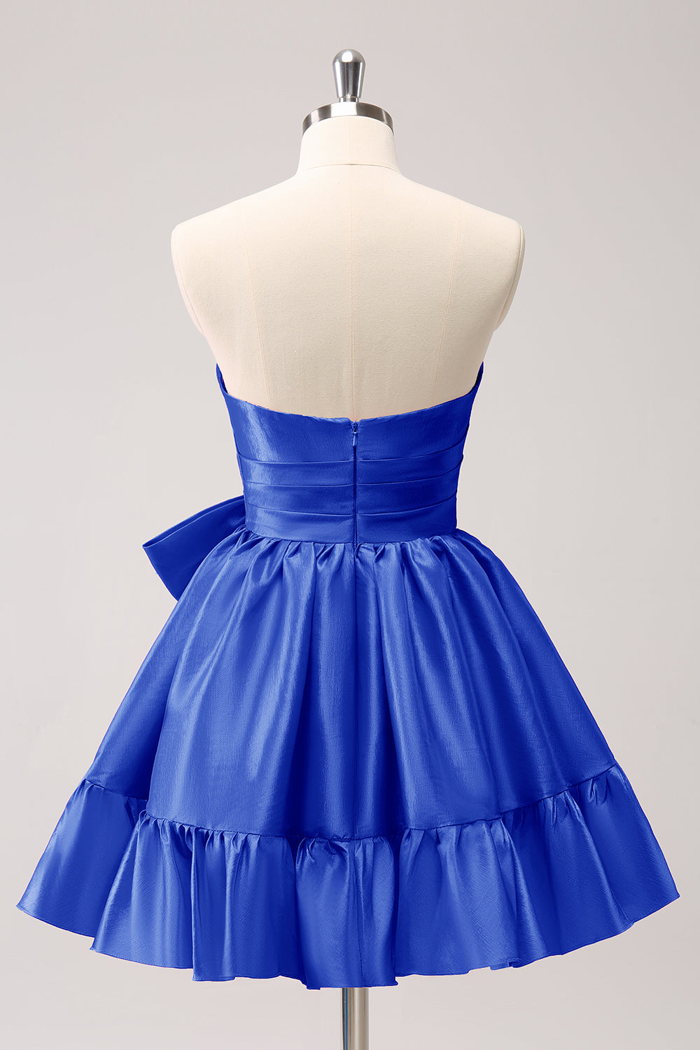 FUCHSIA A-LINE STRAPLESS RUFFLE SHORT HOMECOMING DRESS