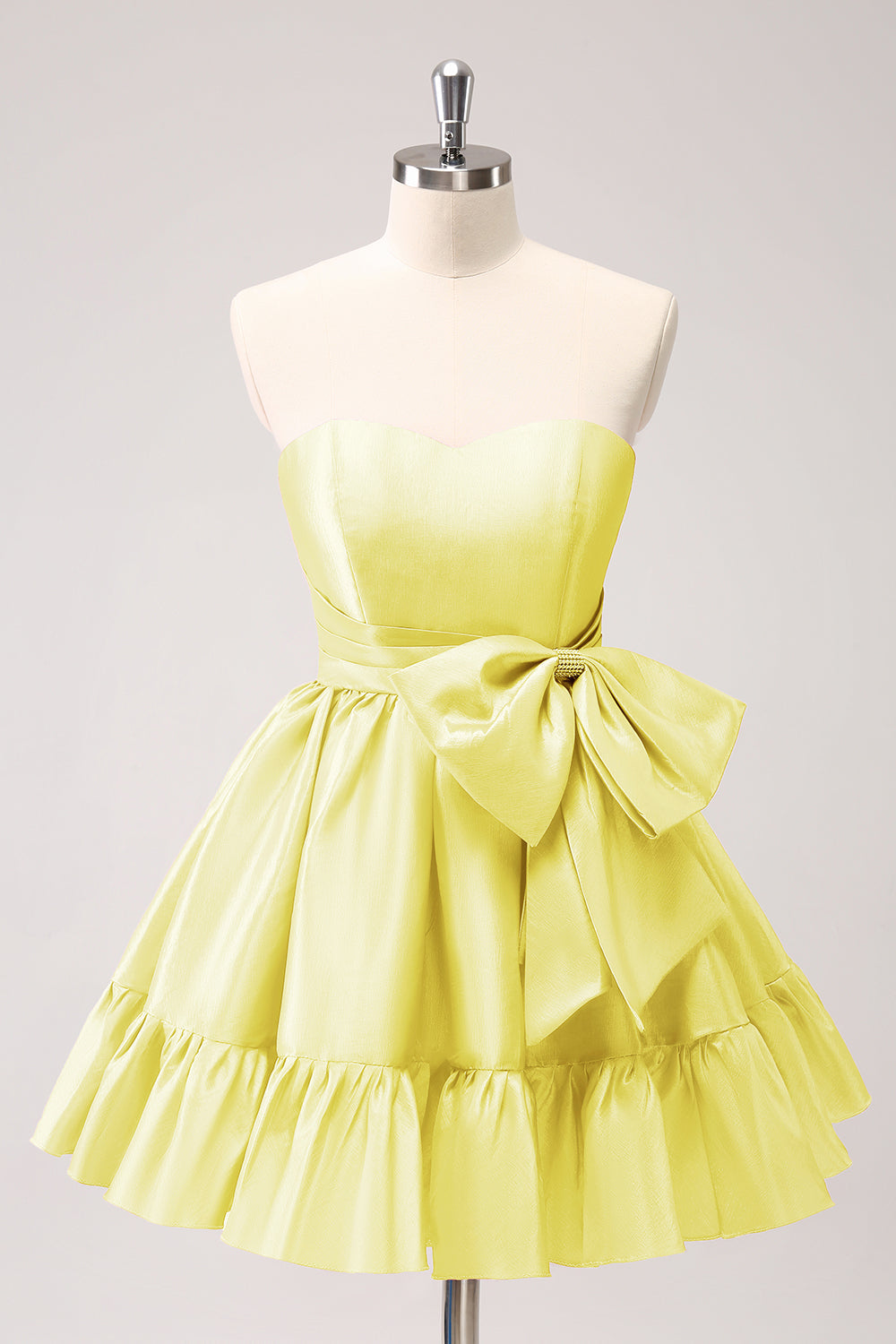 FUCHSIA A-LINE STRAPLESS RUFFLE SHORT HOMECOMING DRESS