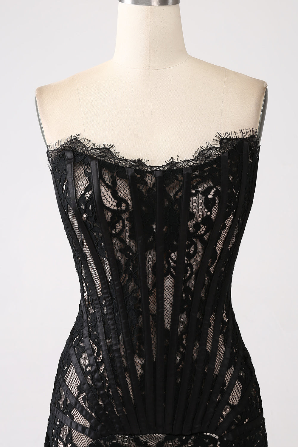 CLASSY WHITE LACE SHORT GRAD DRESS WITH LACE-UP BACK