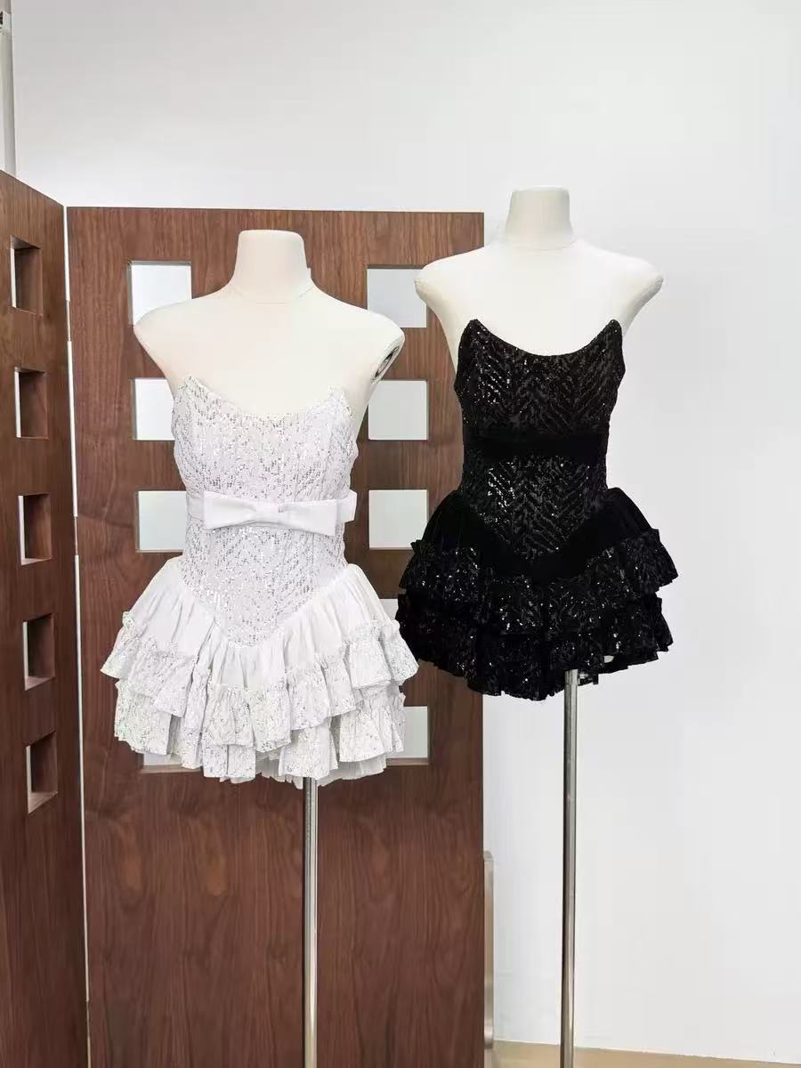 SYRAZA STRAPLESS SEQUIN MINI DRESS