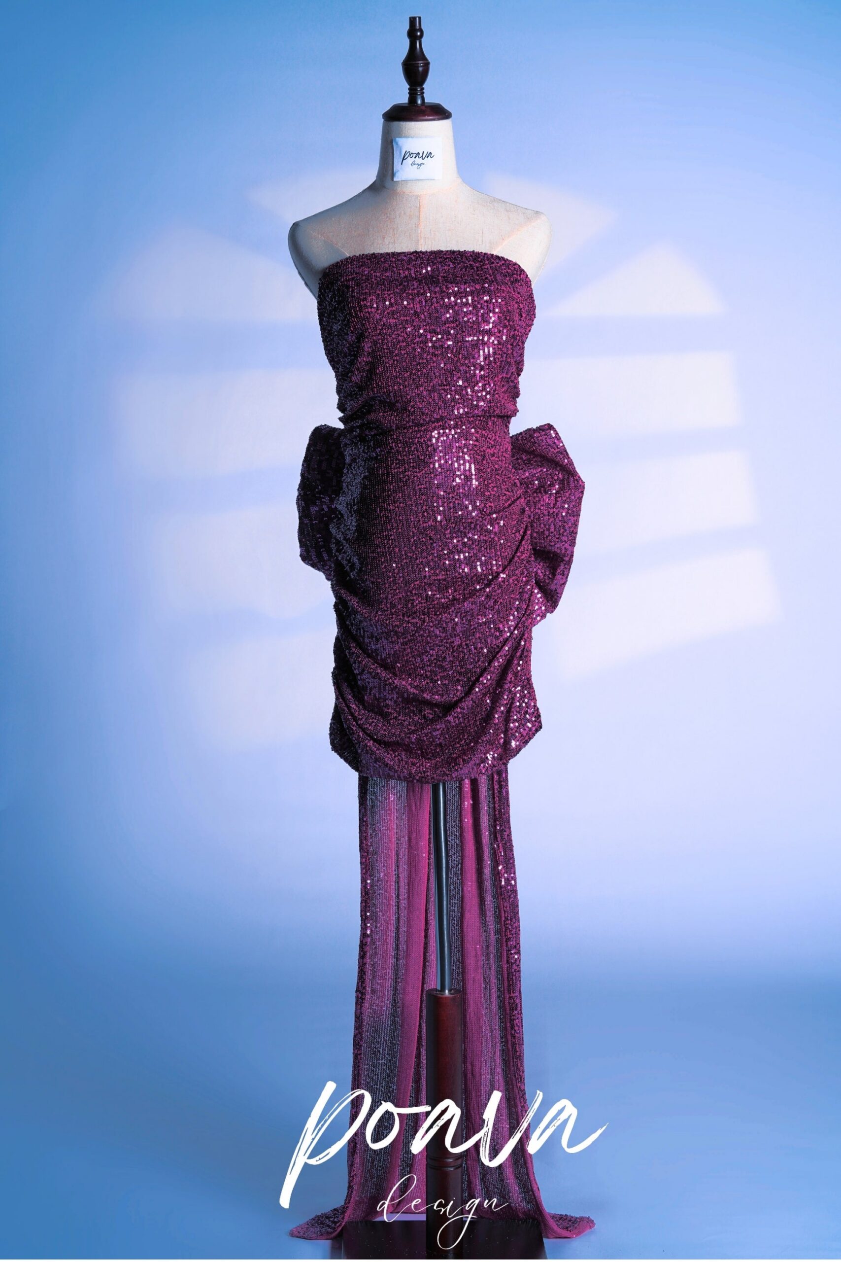 BANDAGE BOW SEQUIN PURPLE MINI DRESS