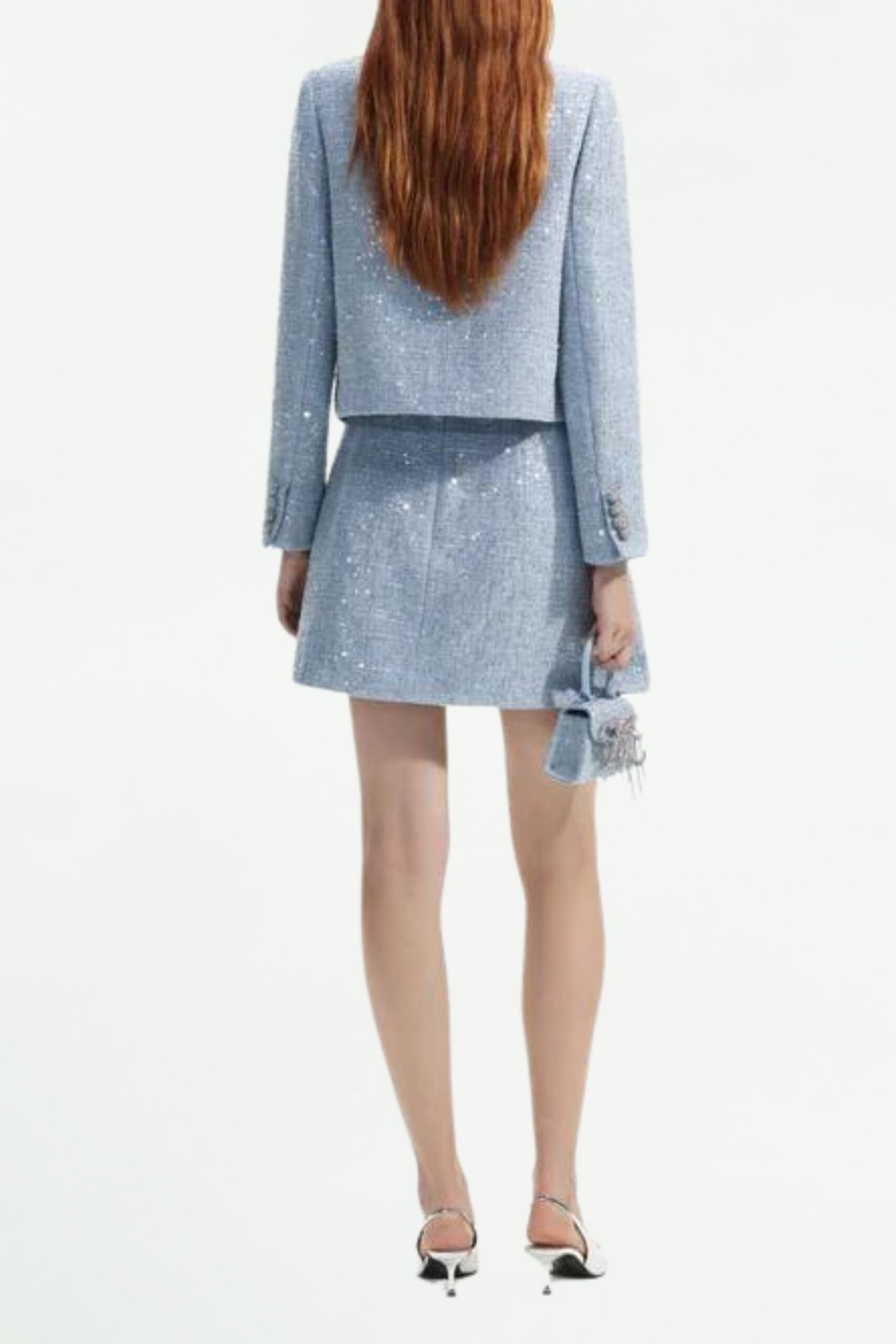 LUXE BLUE SEQUIN BOUCLE BLAZER FOR EVENING