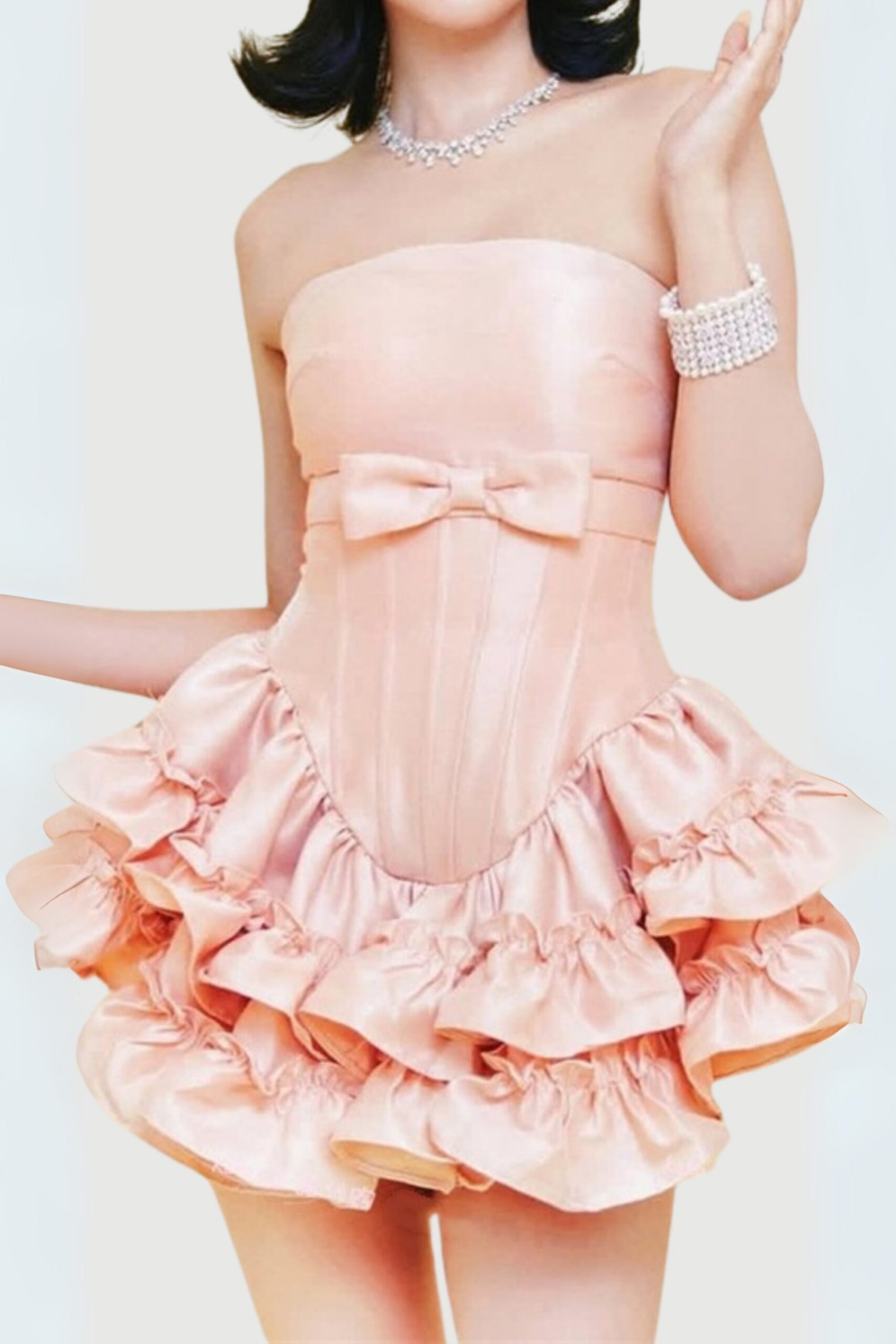 WENDY RUCHED STRAPLESS PINK MINI DRESS