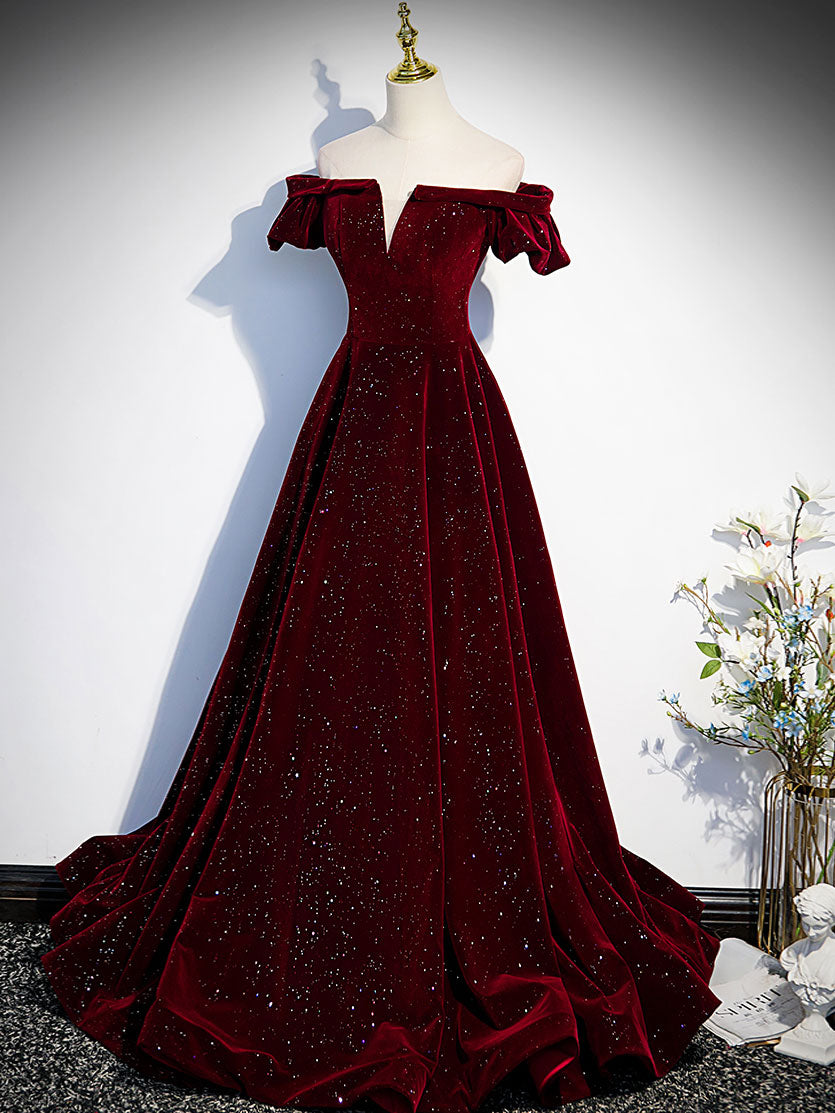 BURGUNDY VELVET MAXI DRESS FOR HOLIDAY PARTY