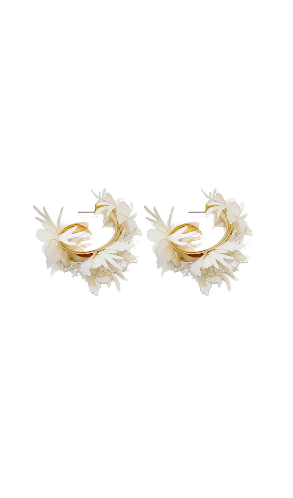 42 WHITE SEMI-CIRCLE PETAL DROP EARRINGS