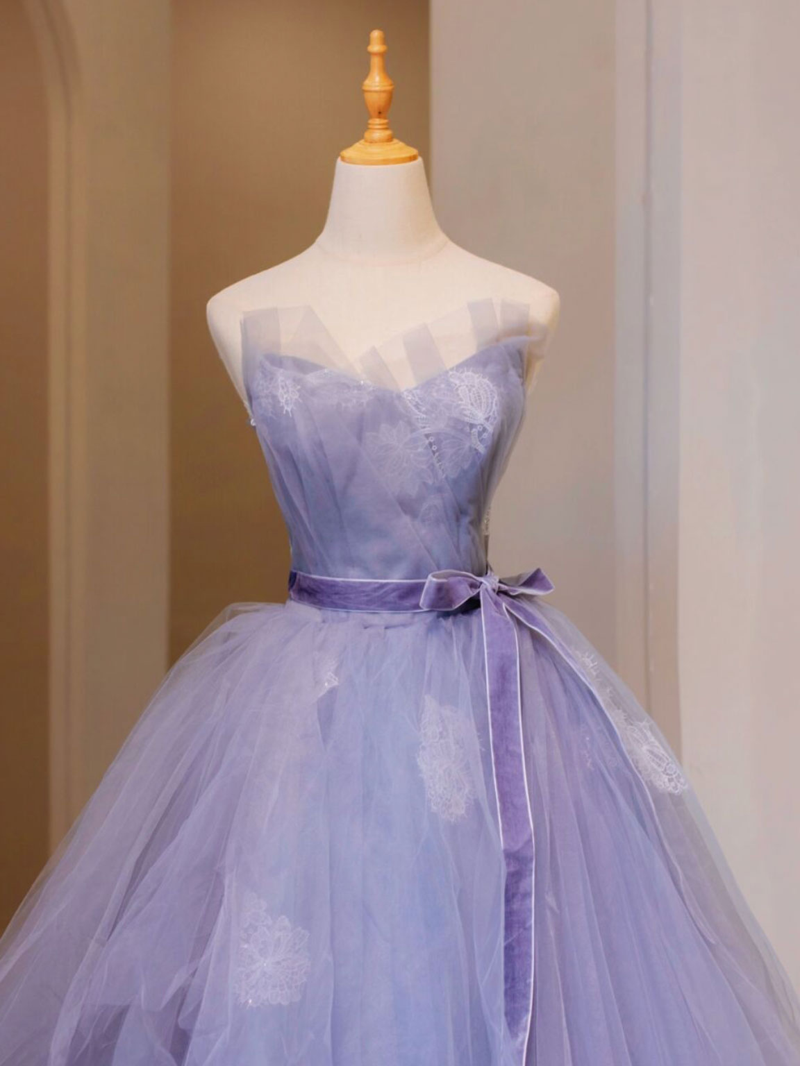 PURPLE TULLE LACE PROM GOWN, A-LINE, FORMAL
