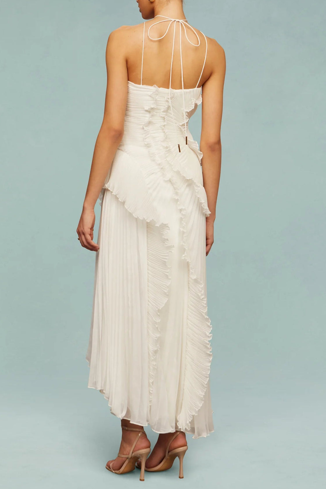 ALVA SLEEVELESS FOLD SLIT MAXI DRESS, WHITE WEDDING GUEST