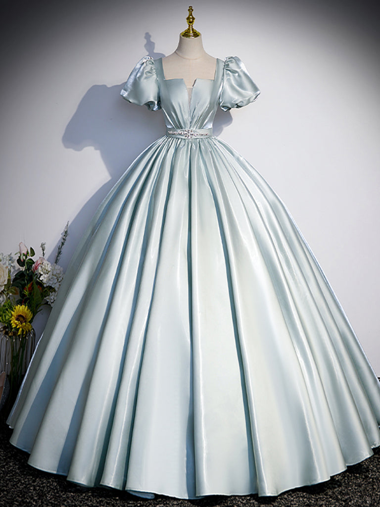 422_3c9adfa6-fba4-4007-b74c-728dc4b22378 A-LINE BLUE SATIN PROM DRESS