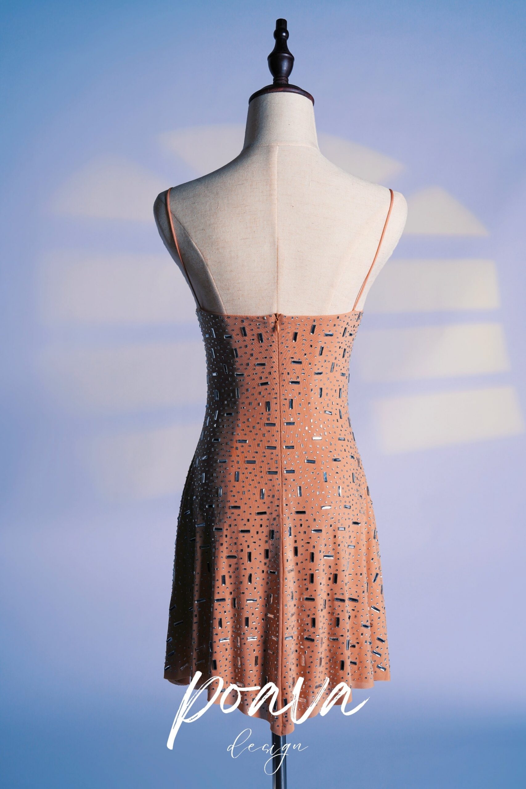ELASTIC EMBELLISHED MINI DRESS, SKIN TONE, PARTY