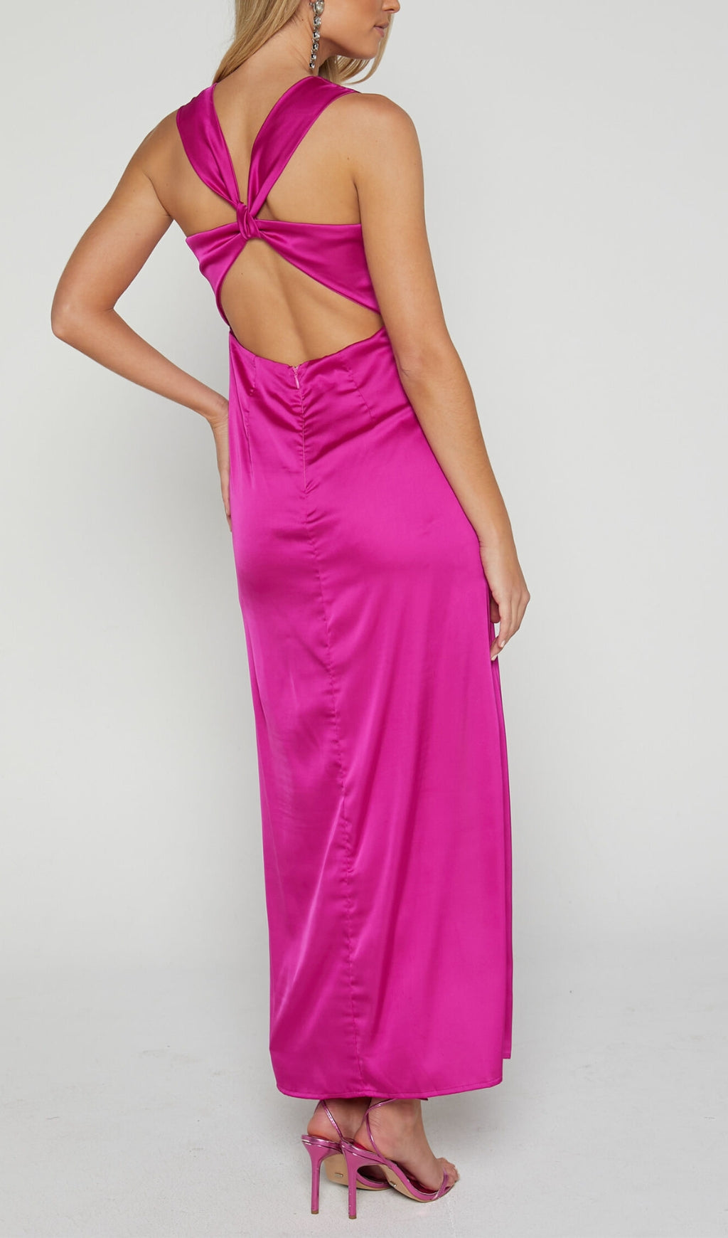 TWIST MIDI DRESS IN FUCHSIA FOR PARTY