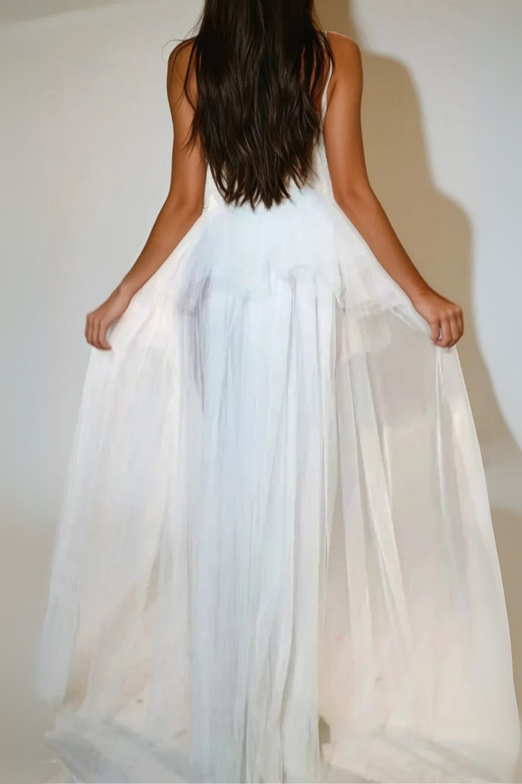 KALENE WHITE STRAPLESS RUFFLE TULLE PARTY DRESS