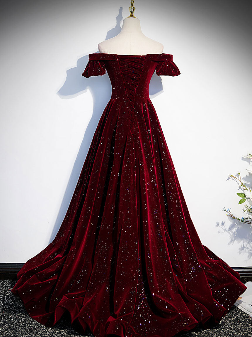 BURGUNDY VELVET MAXI DRESS FOR HOLIDAY PARTY