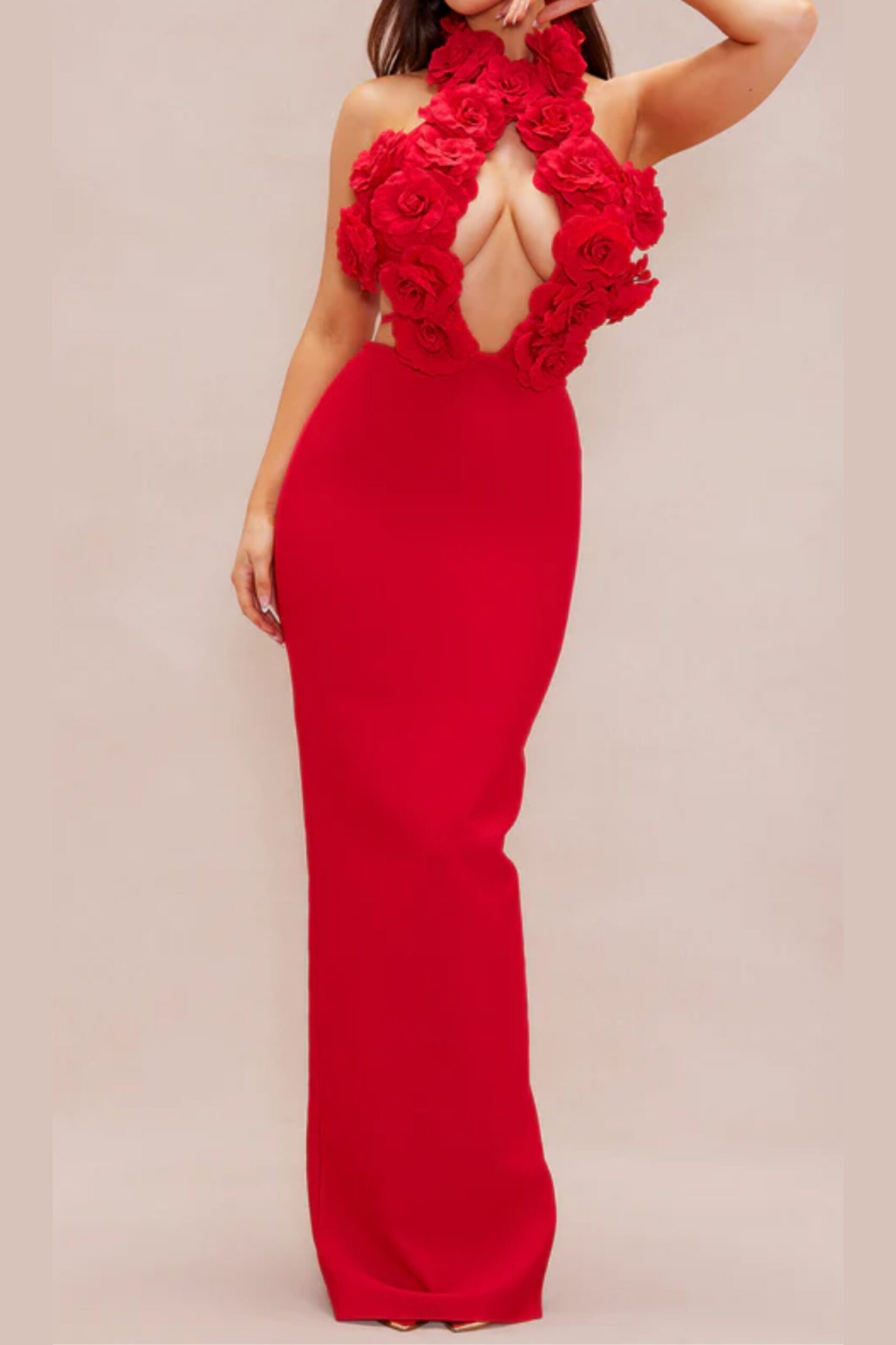 443_93178eaa-26b8-4773-8bb6-ba22cd8d9ce4 HALTER 3D FLOWER BACKLESS MAXI DRESS RED