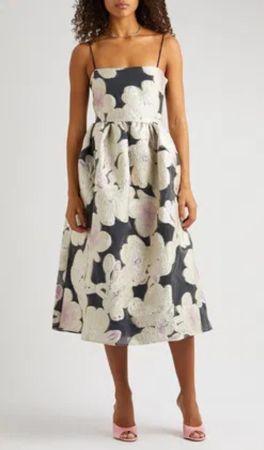 ANNY FLORAL MIDI DRESS, JACQUARD A-LINE FOR PARTY
