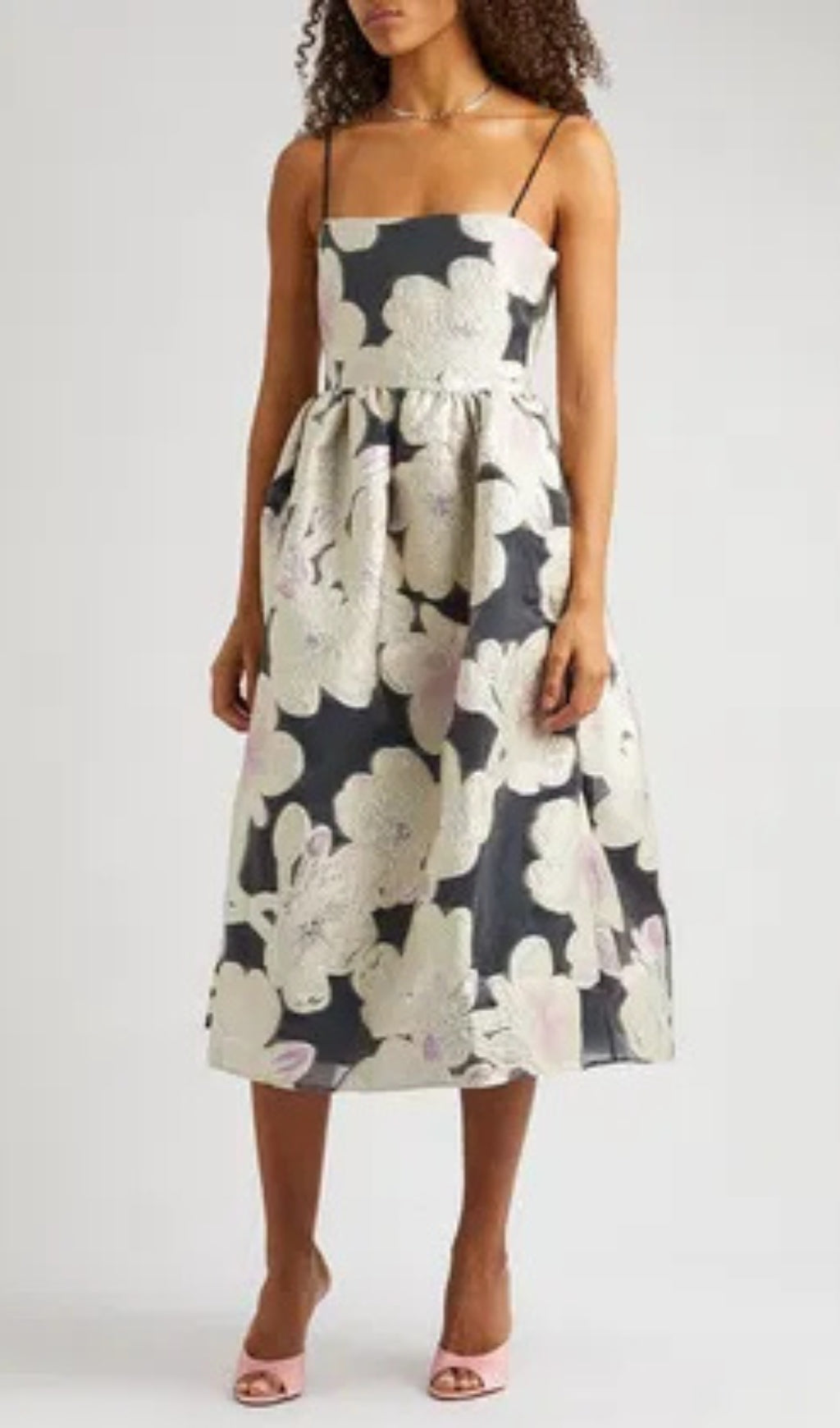 ANNY FLORAL MIDI DRESS, JACQUARD A-LINE FOR PARTY