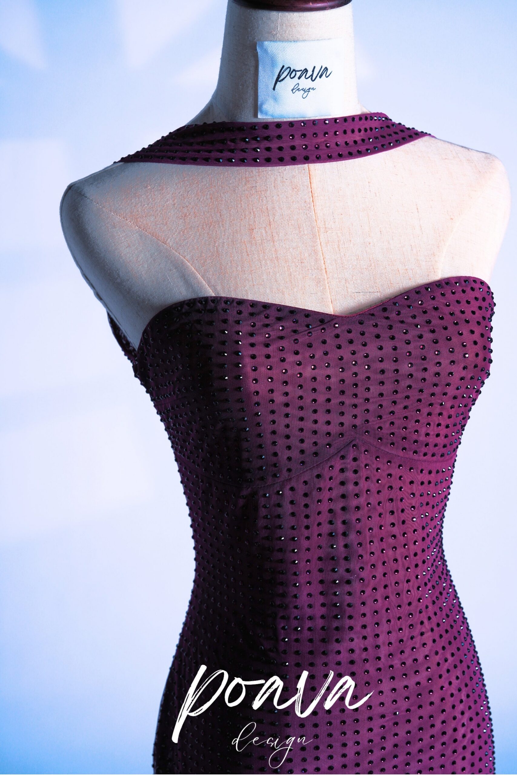 PURPLE BANDAGE MINI DRESS WITH EMBELLISHED DETAILS