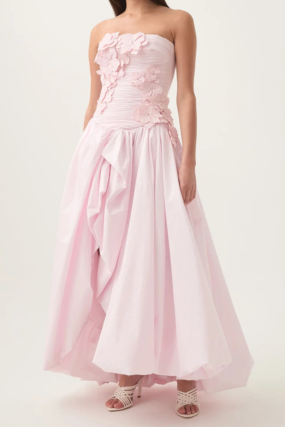 NANCY PASTEL PINK BUBBLE HEM MAXI DRESS