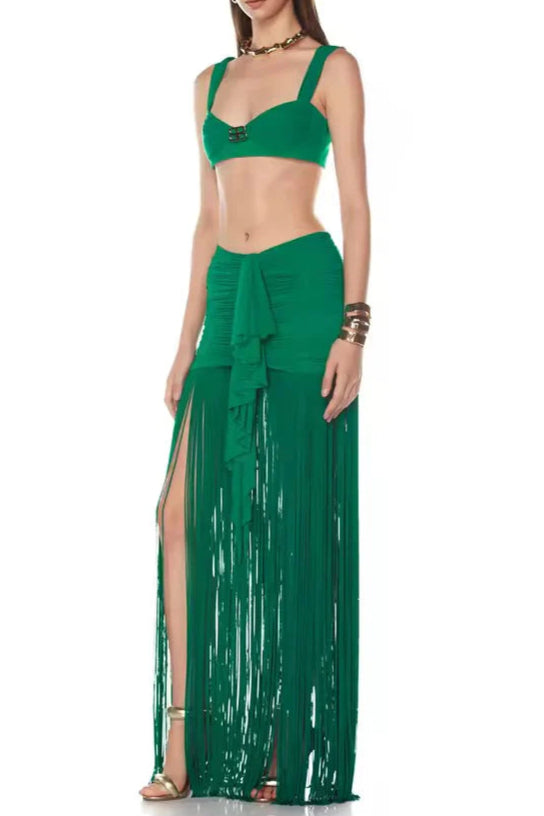 TYONSKA FRINGE RUCHED PARTY TWO PIECE SET
