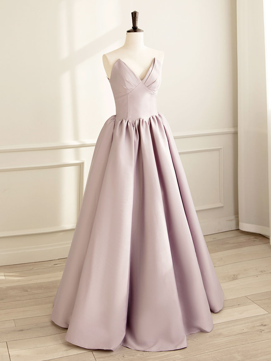 A-line Satin Pink maxi Dress