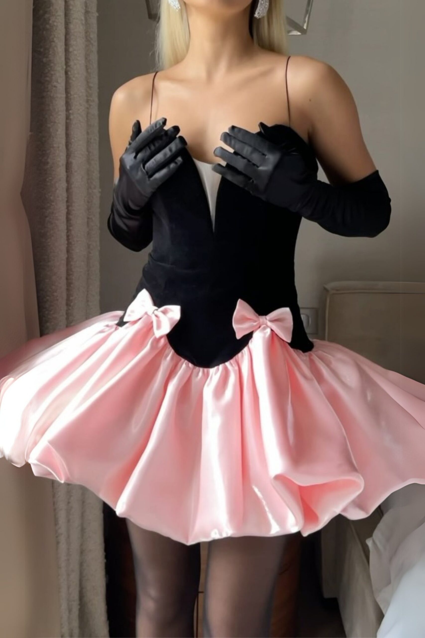 VALERIE TWO-TONE BOW DRESS FOR COCKTAIL PARTY