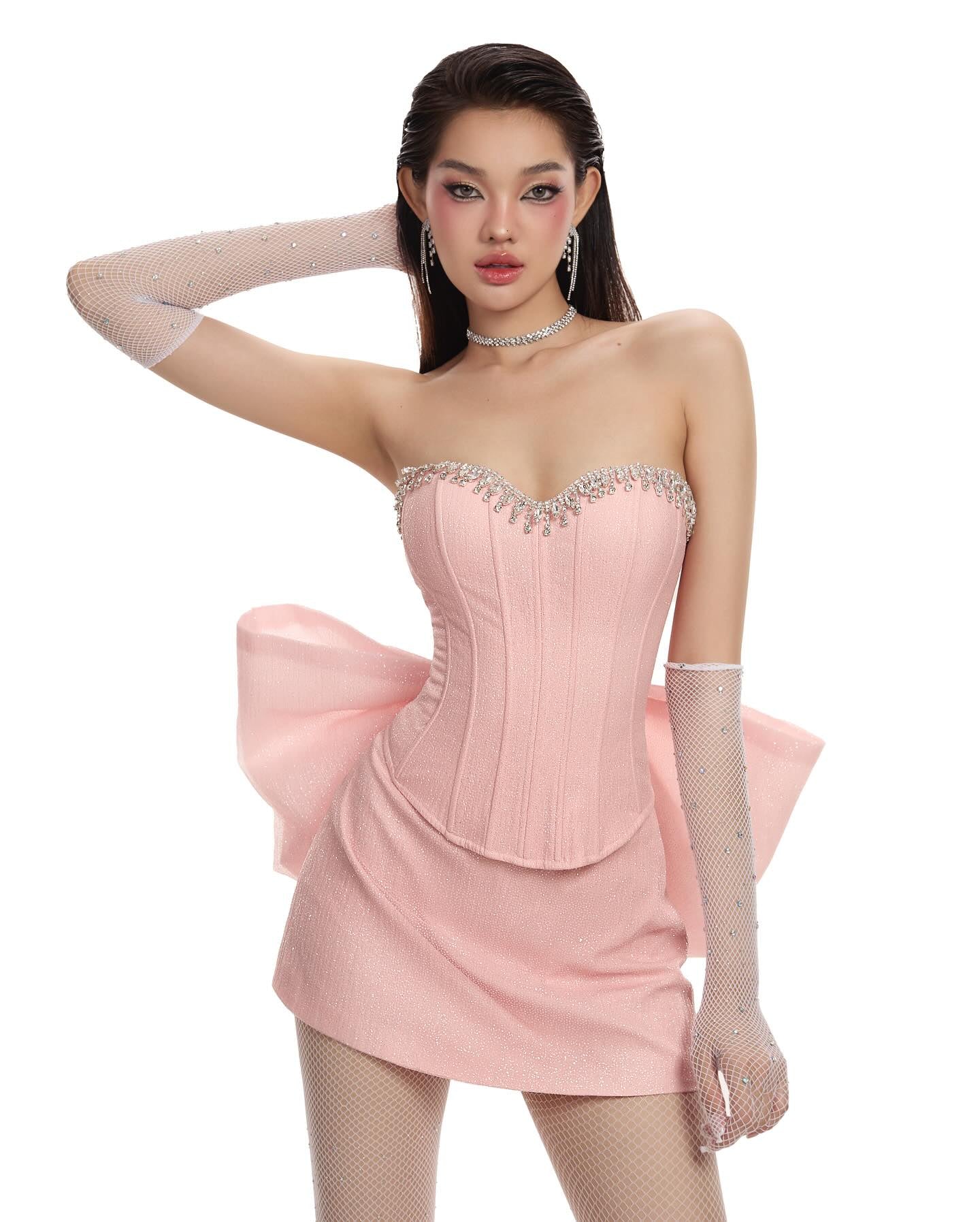 BACK BOWKNOT SKIRT SUIT, PINK – FEMININE OFFICE WEAR
