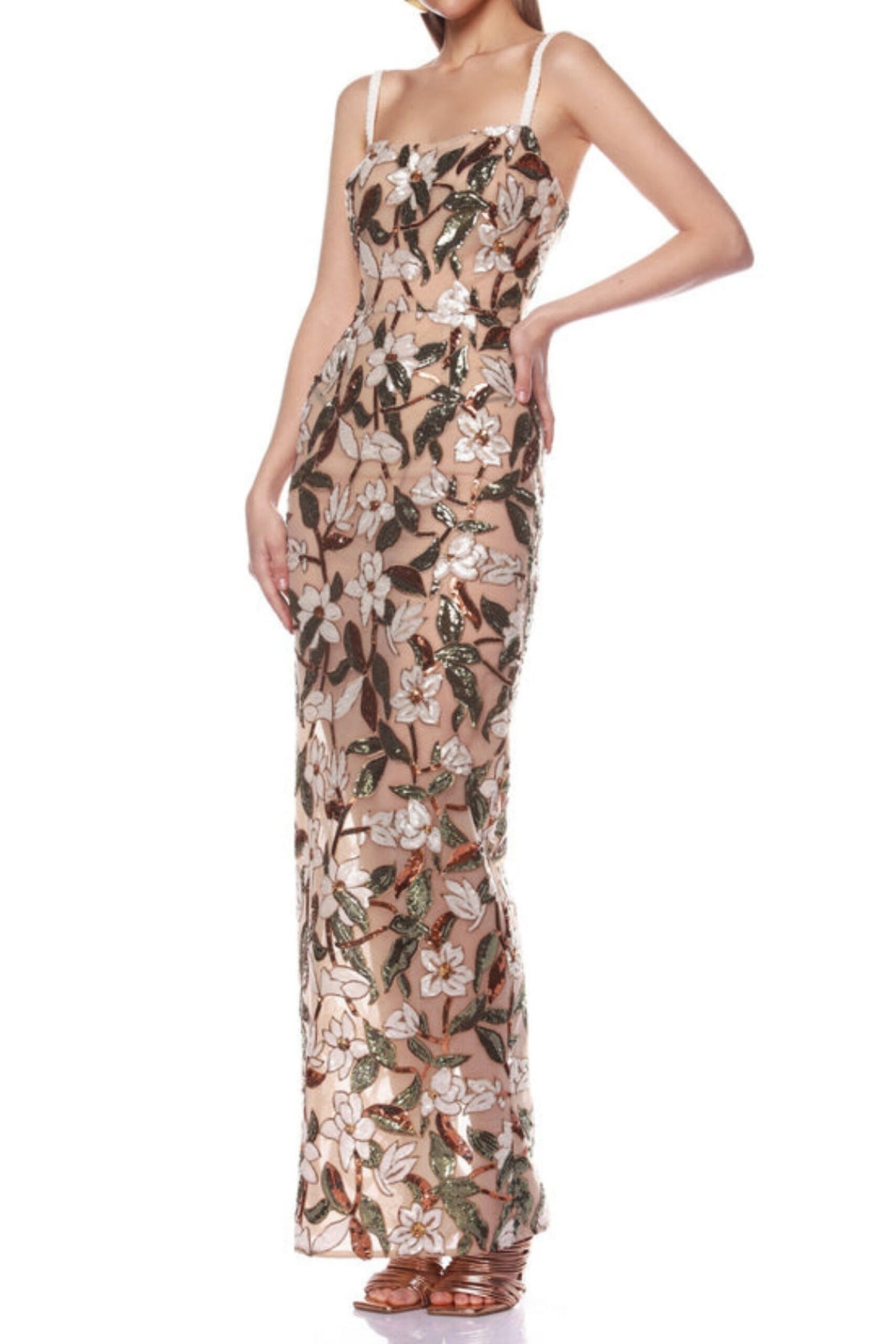 CARSEN EMBROIDERED STRAPPY MAXI DRESS FOR SUMMER