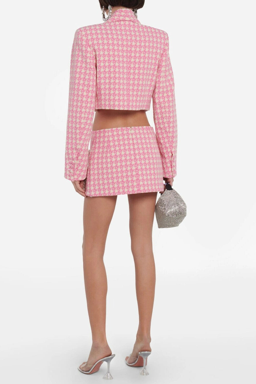 HELEN PINK CHECKED WOOL BLAZER SET
