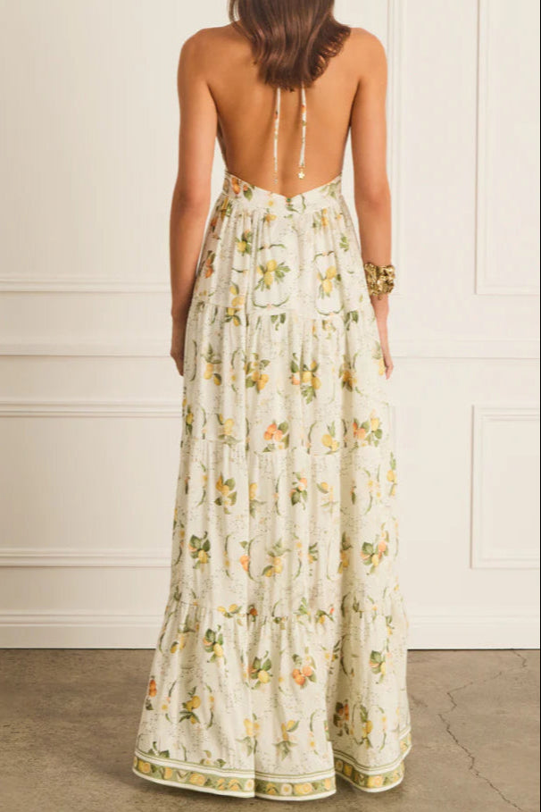 YELLOW FLORAL MAXI DRESS - VALENCIA JACINTA PRINT