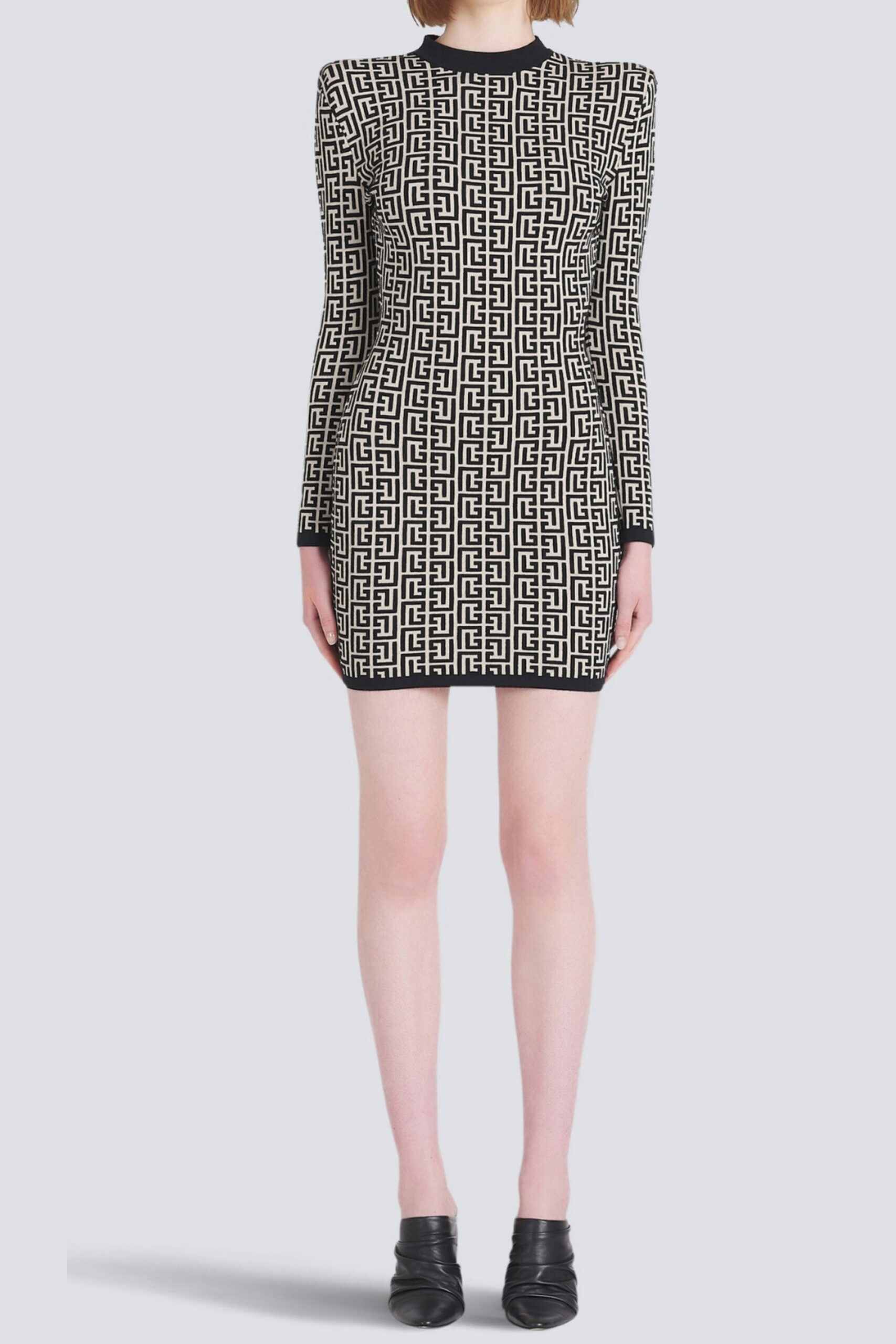 464_c149066e-570b-429f-a29d-2a33cd7fab8f MONOGRAM BICOLOR JACQUARD MINI DRESS - SHORT SLEEVE COCKTAIL