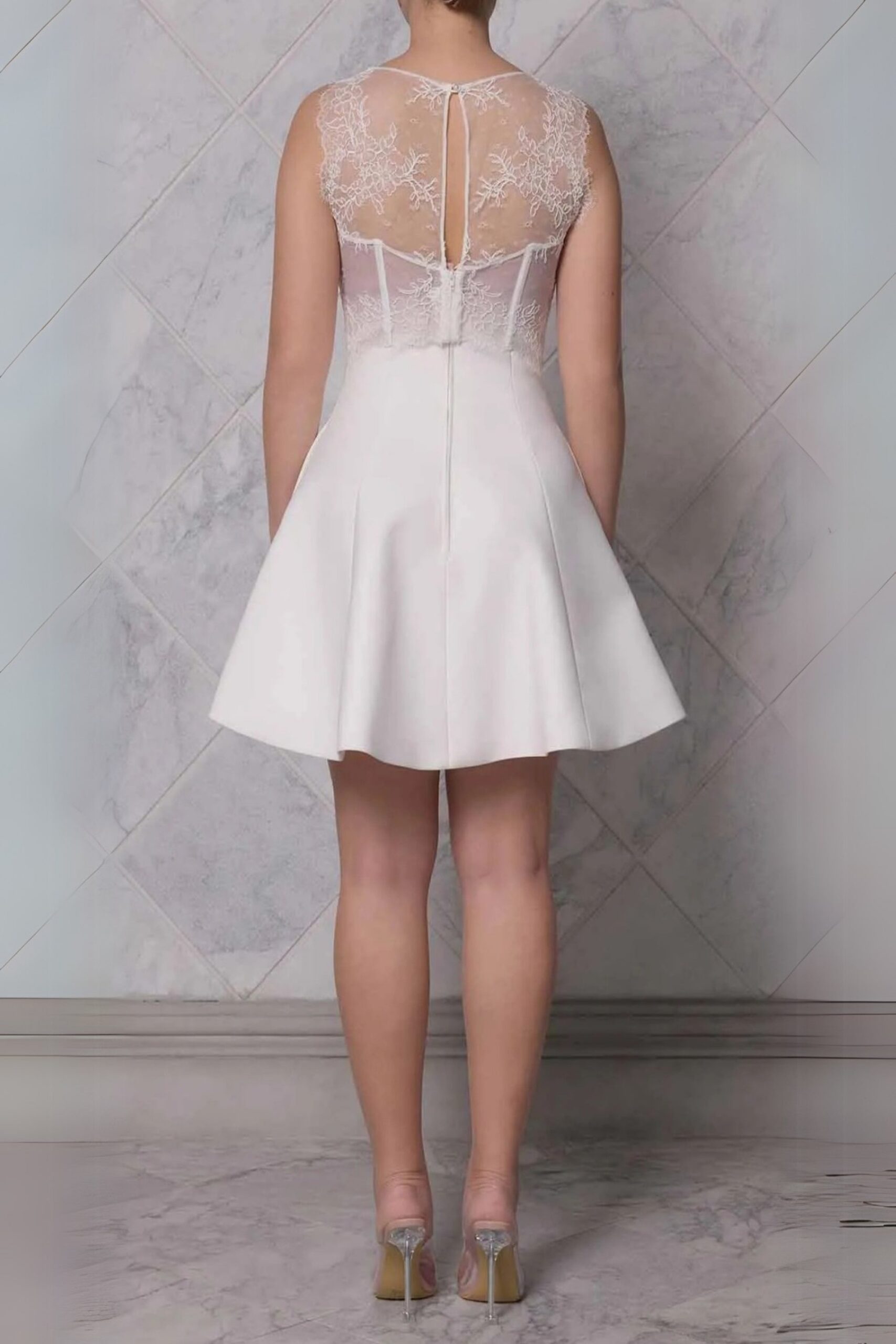 NUDE OMBRE OFF-WHITE CORSET MINI SKIRT SET