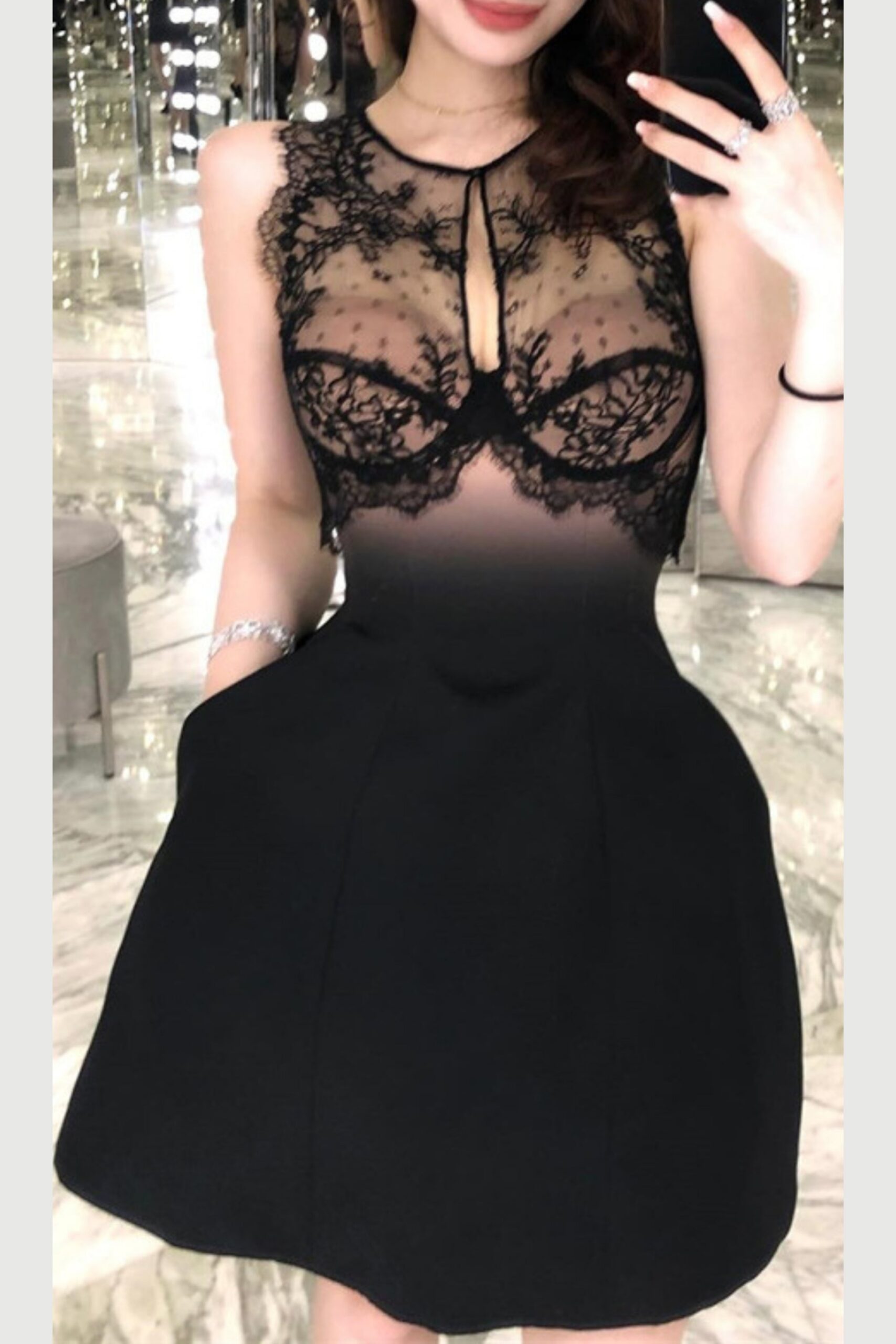 NUDE OMBRE BLACK CORSET MINI SKIRT SET, BODYCON