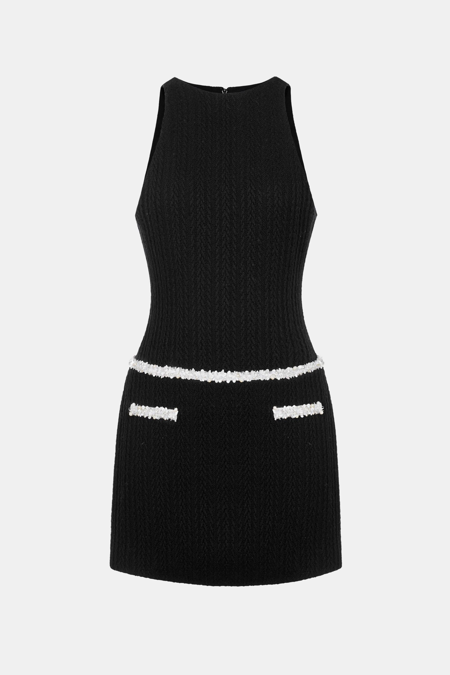 BLACK BEADED KNIT COCKTAIL DRESS