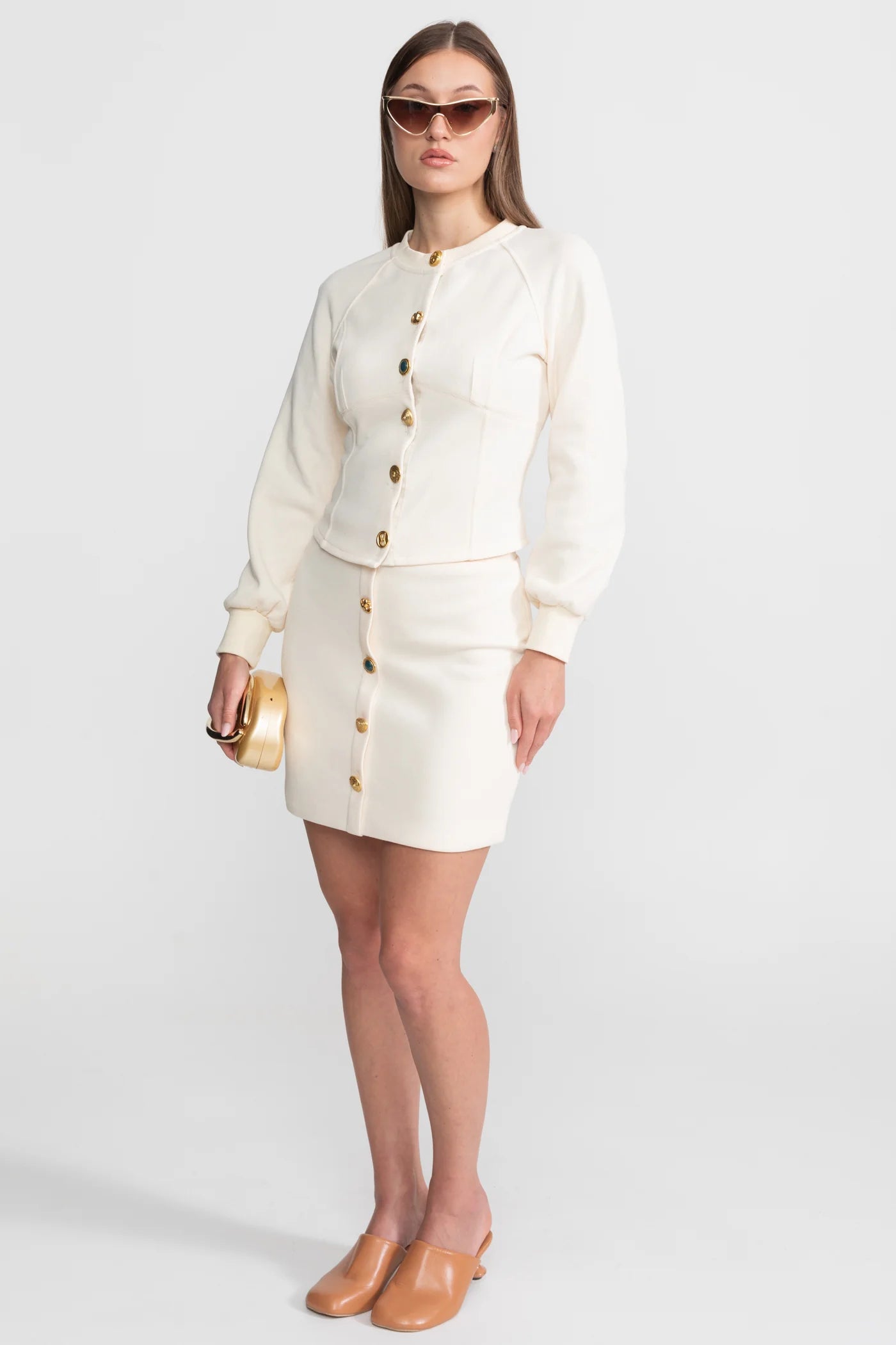 IVOIRE EMBELLISHED BUTTON CO-ORD SET – WEDDING GUEST
