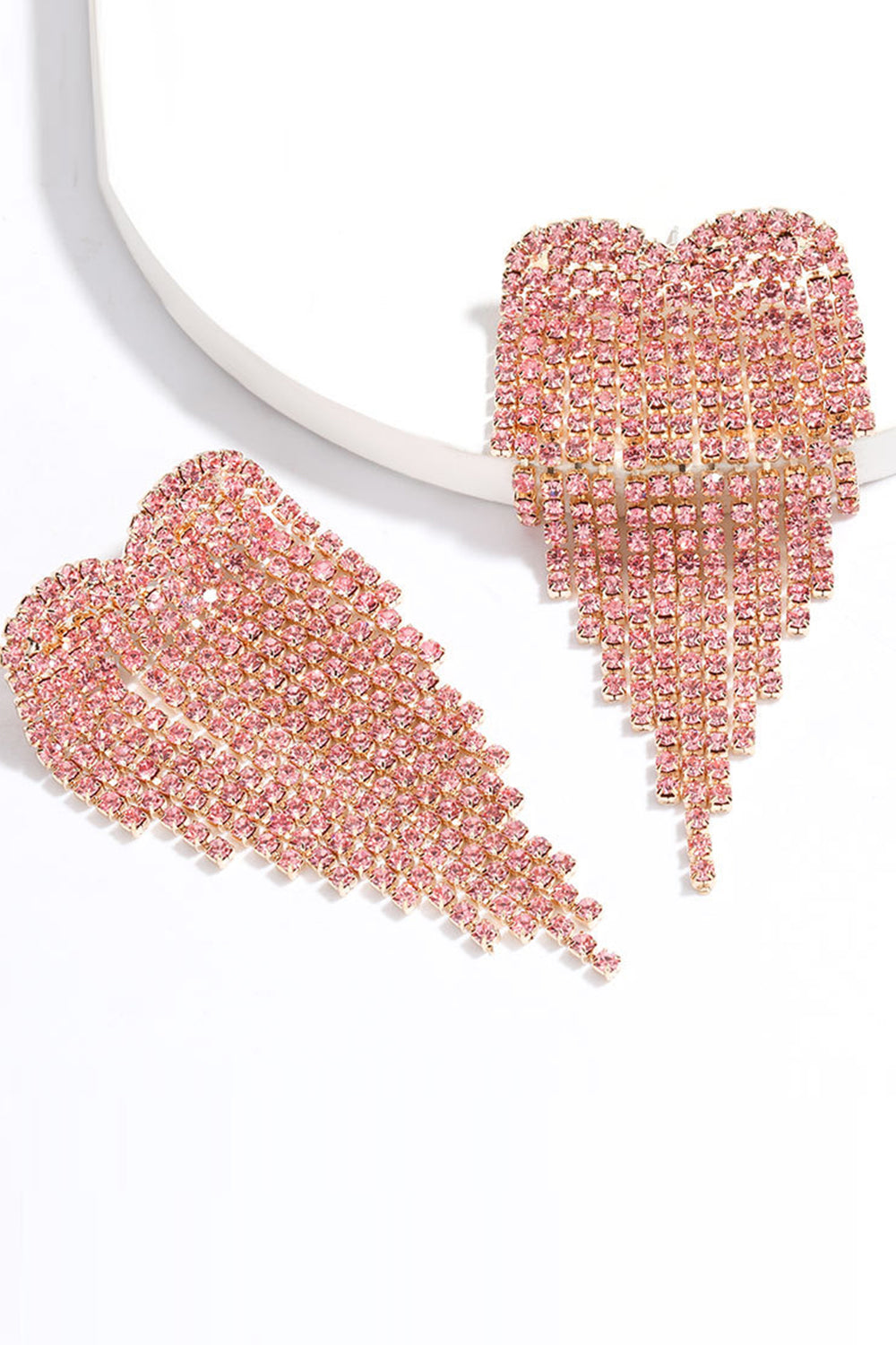 GLAM PINK CRYSTAL DROP EARRINGS FOR PARTY