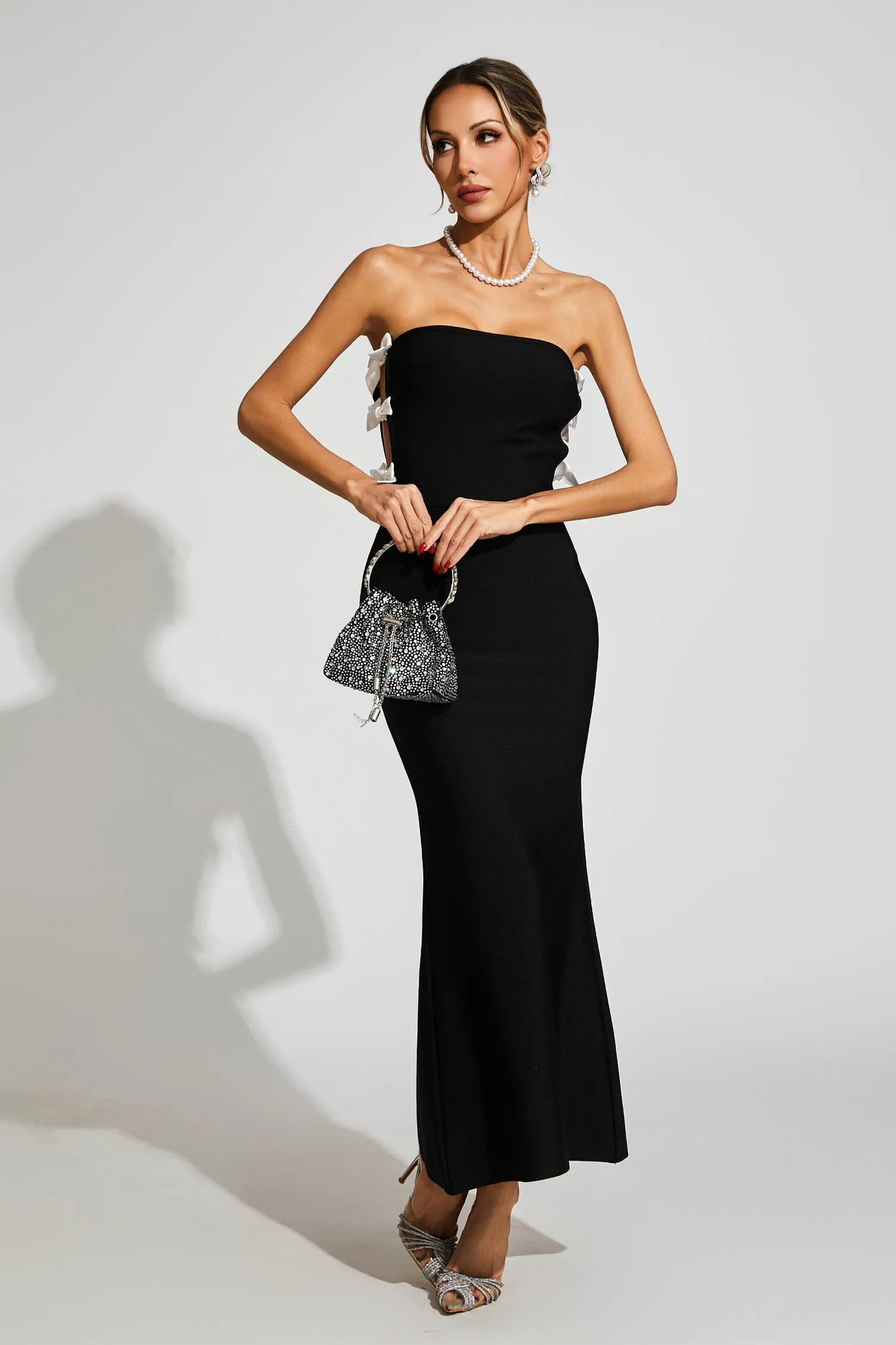 JOCELYN BOWKNOT STRAPLESS BANDAGE MAXI DRESS