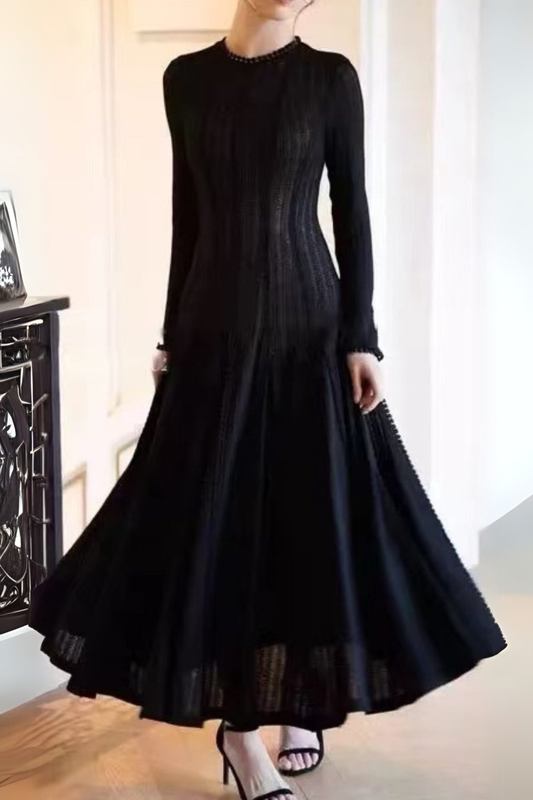 470_2a4eba3e-51fc-4952-9b10-b08bb540abb6 BLACK CROCHET LACE LONG SLEEVE MAXI DRESS