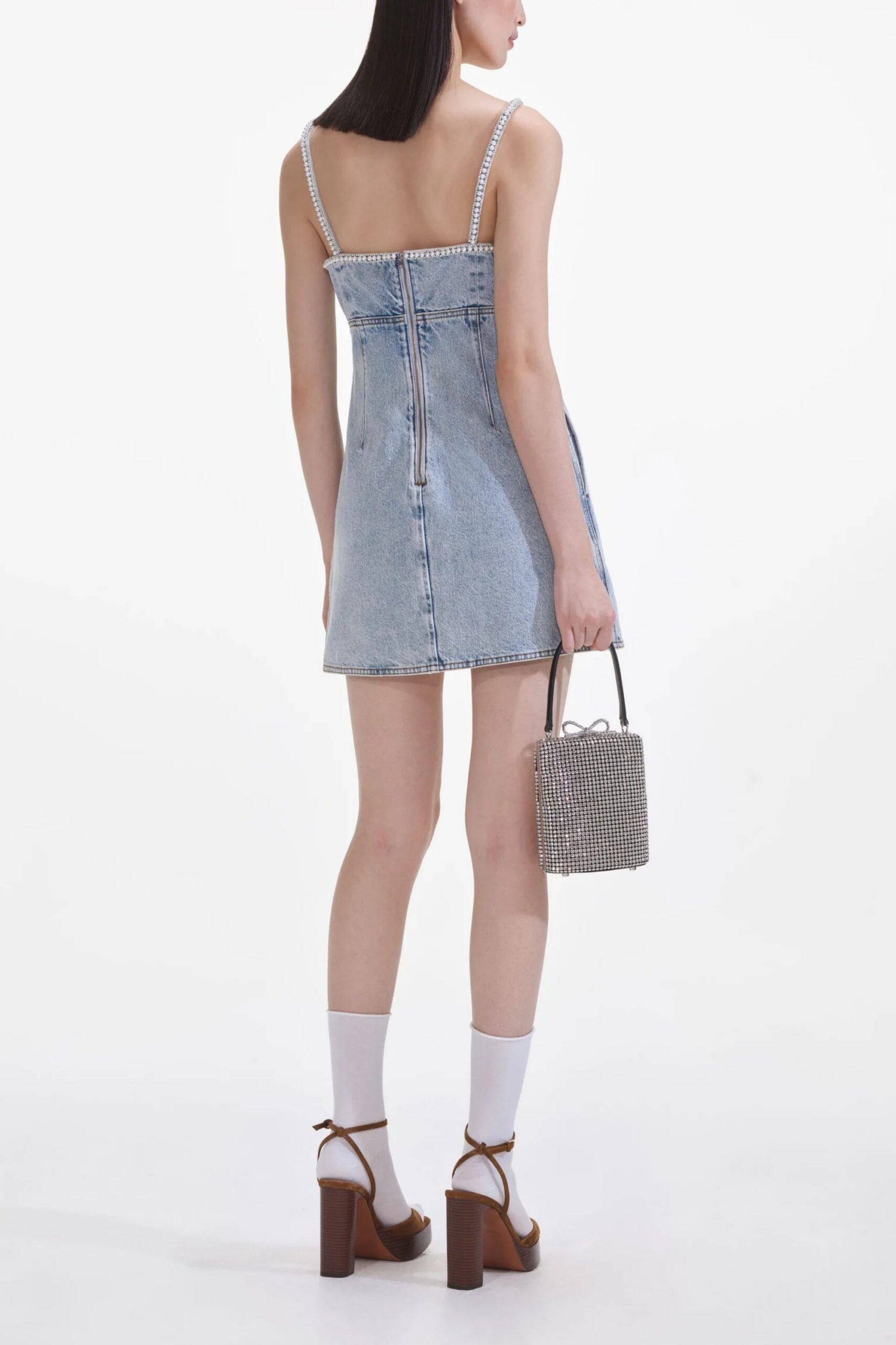 LIGHT BLUE PEARL MINI DRESS FOR WOMEN