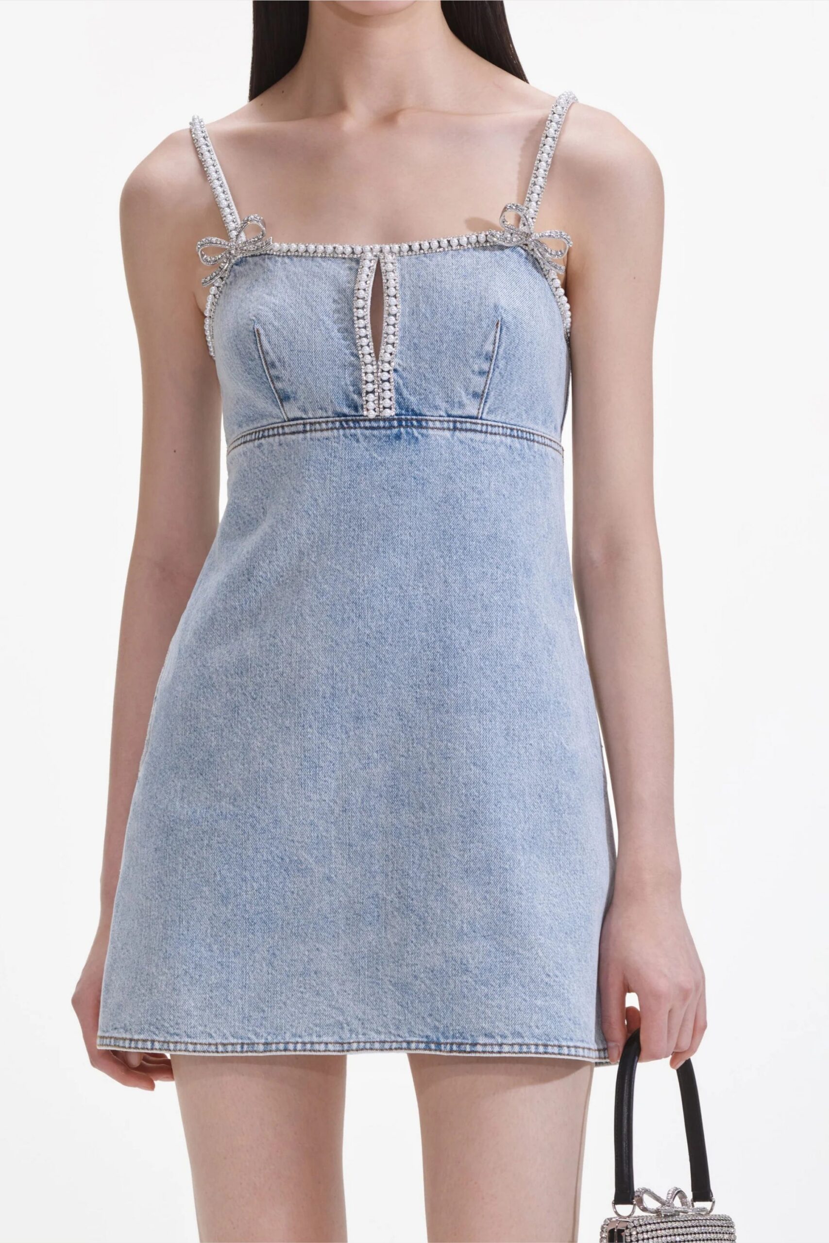 LIGHT BLUE PEARL MINI DRESS FOR WOMEN