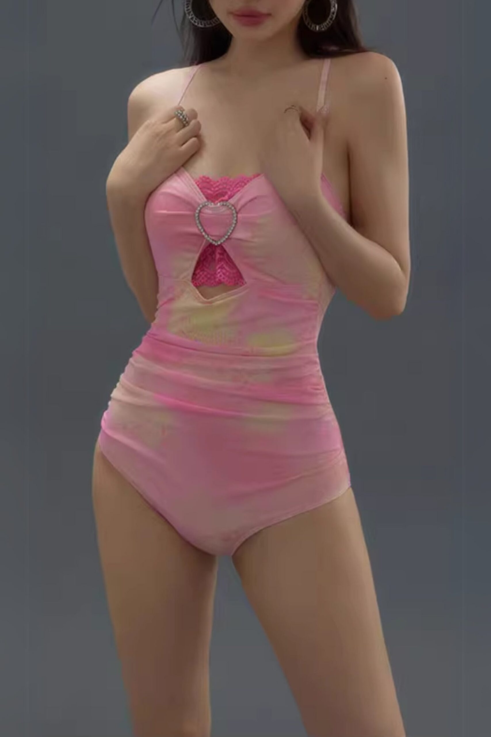 PINK RUFFLED ONE-PIECE SWIMSUIT FOR VACATION