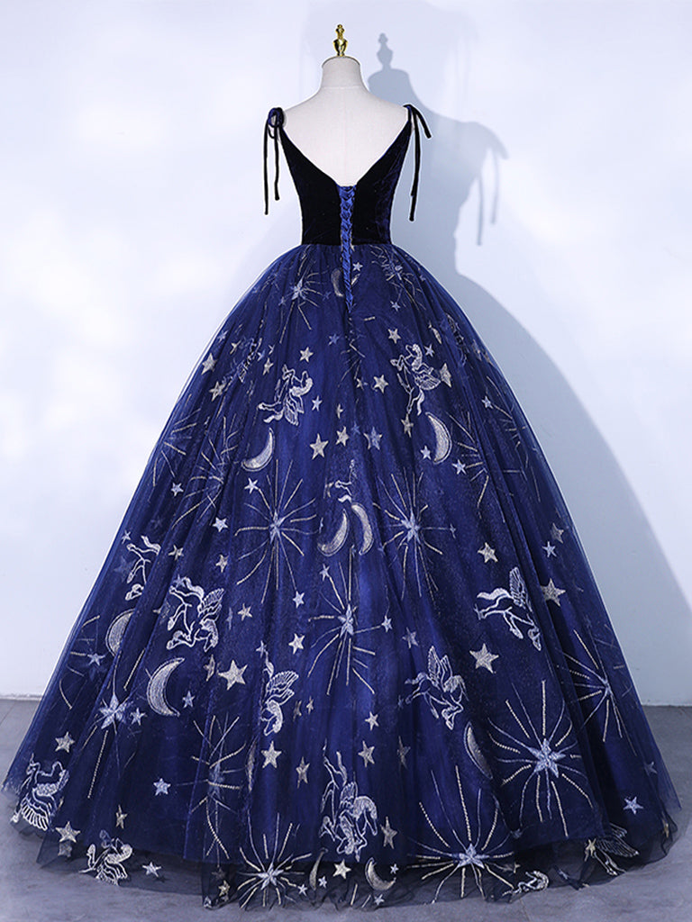 BLUE LACE MAXI DRESS FOR EVENING PARTY