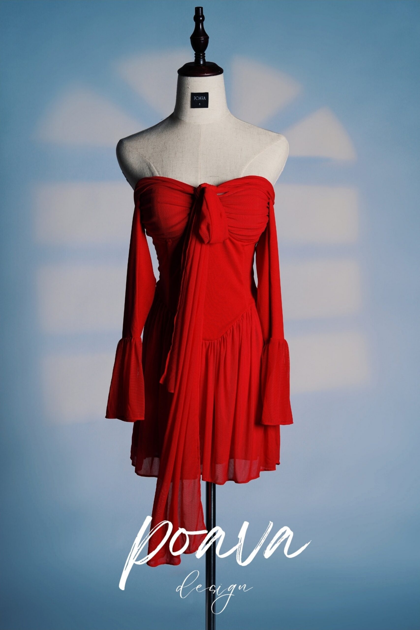 SCARLET OFF-SHOULDER MIDI DRESS FOR PARTIES