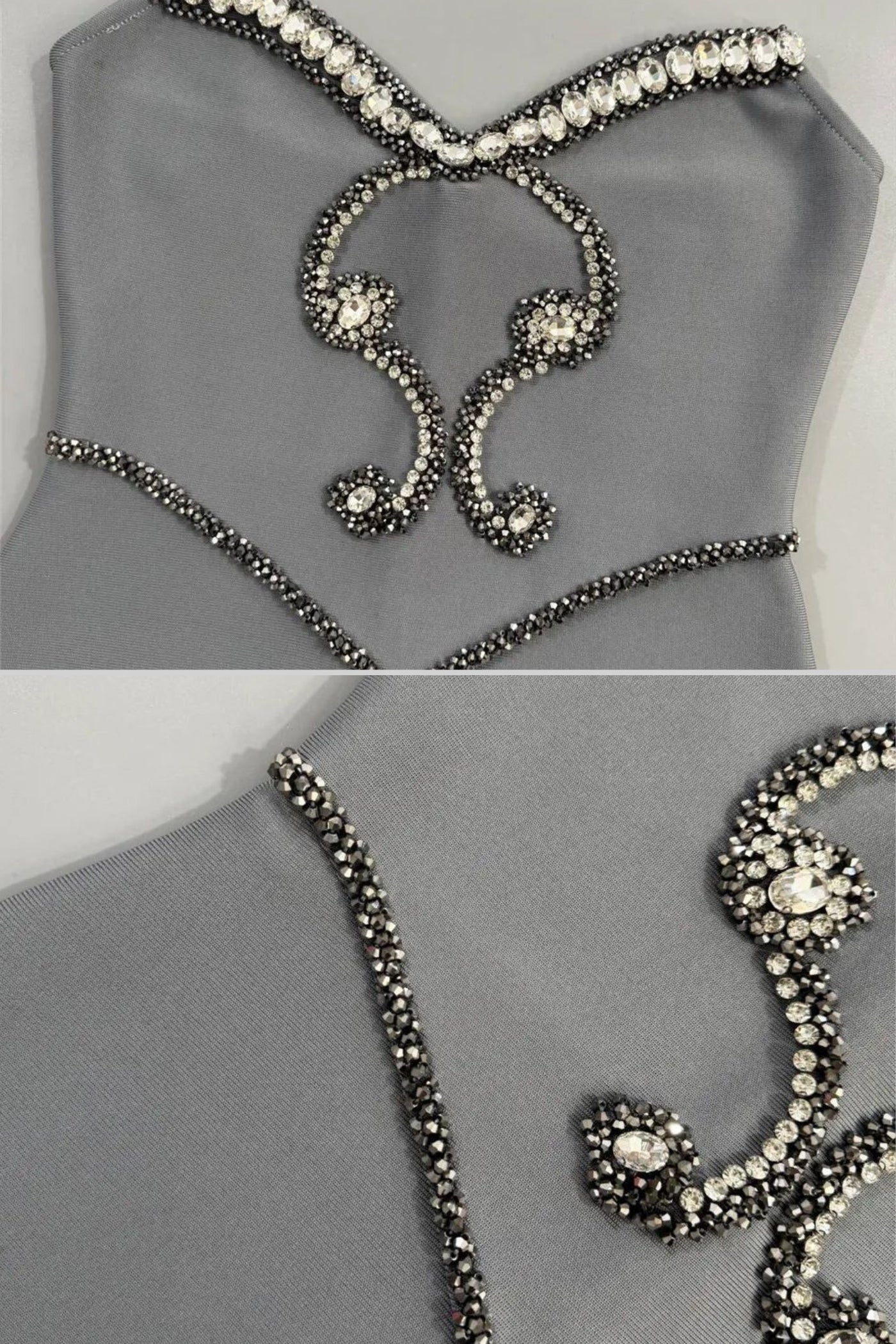 ALYSSA GRAY CRYSTAL STRAPLESS GOWN WITH CHOKER