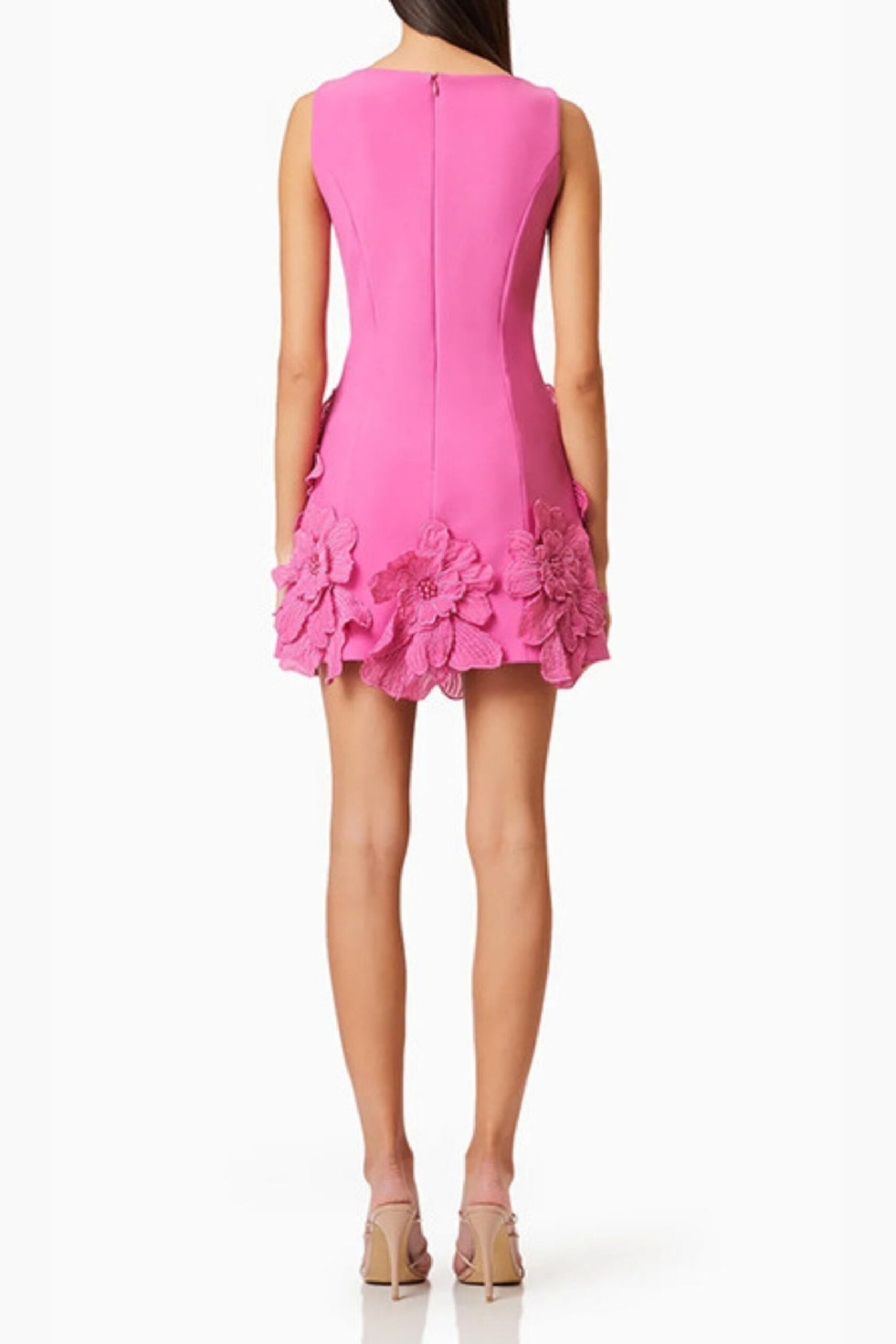 DAIVA PINK FLOWER MINI DRESS FOR PARTY