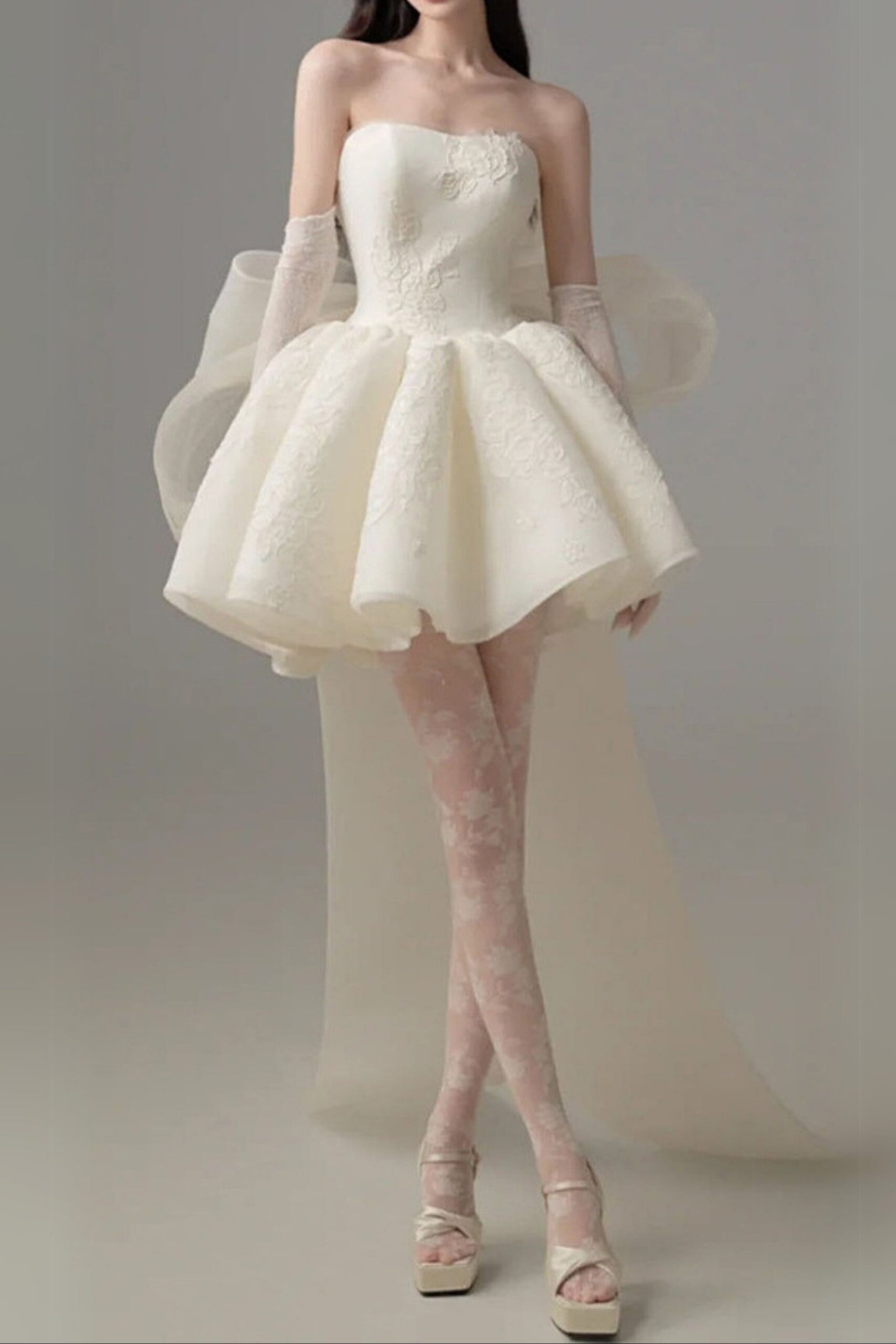 DERVLA STRAPLESS BOW MINI DRESS FOR PARTY